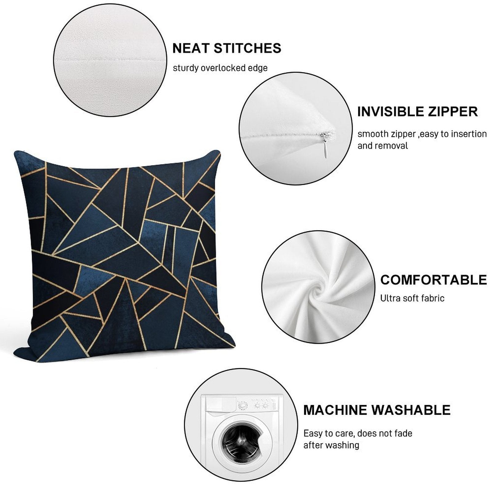 Navy Stone Soft Bedroom Essential Throw Pillow