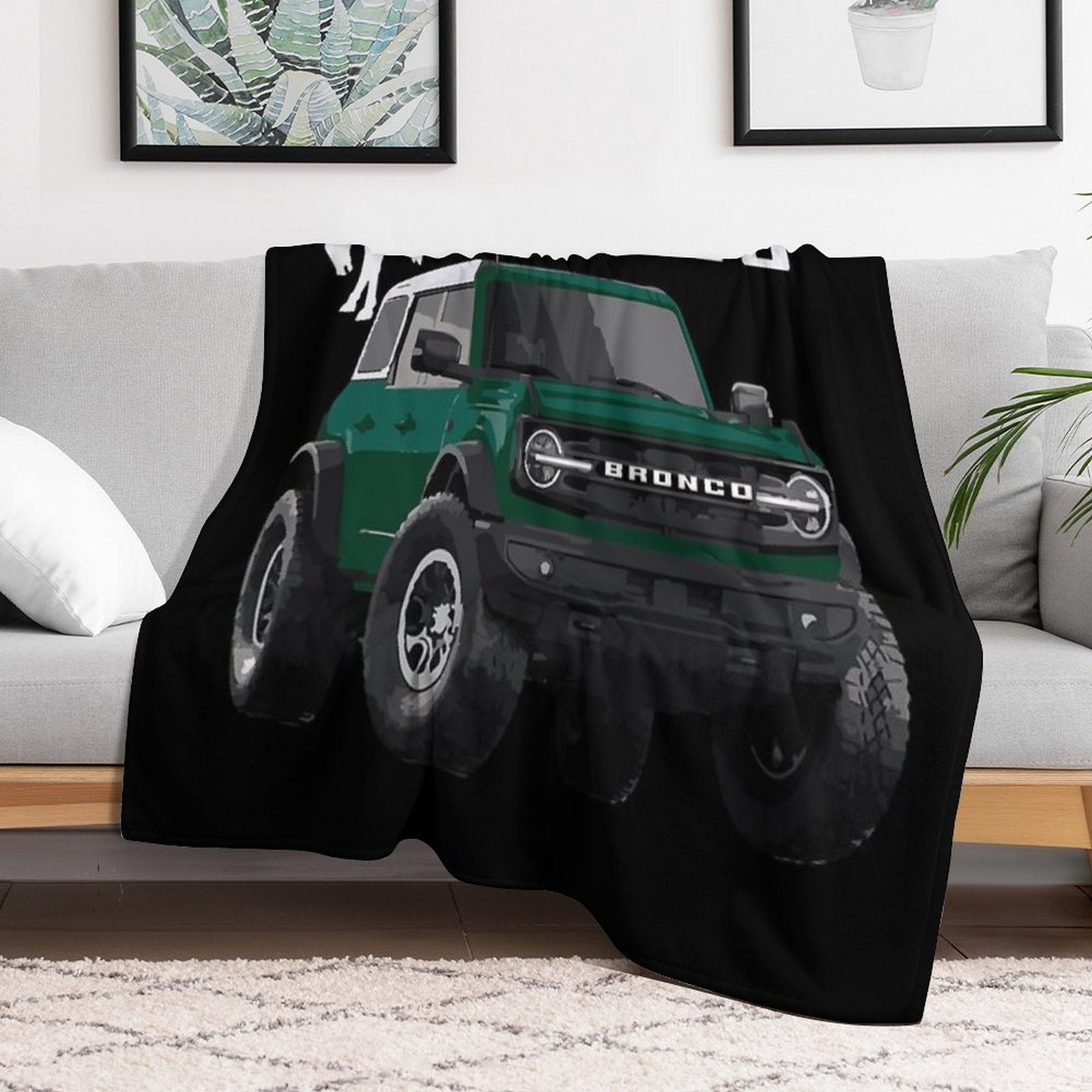 Bronco 6g 6th Gen USA Outter Banks Eruption Green Metallic Murica All-season Throw Blanket