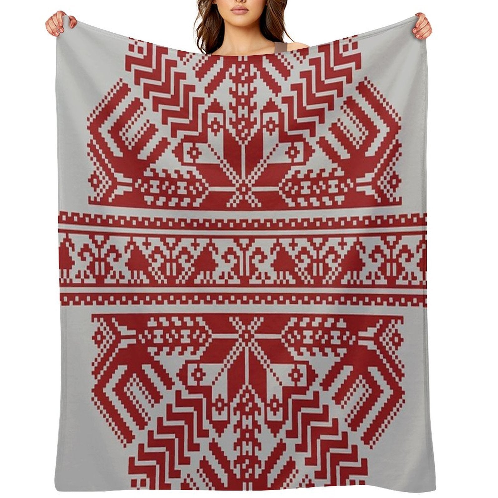 Baltic Traditional Ornament. Latvian Eco-conscious Throw Blanket