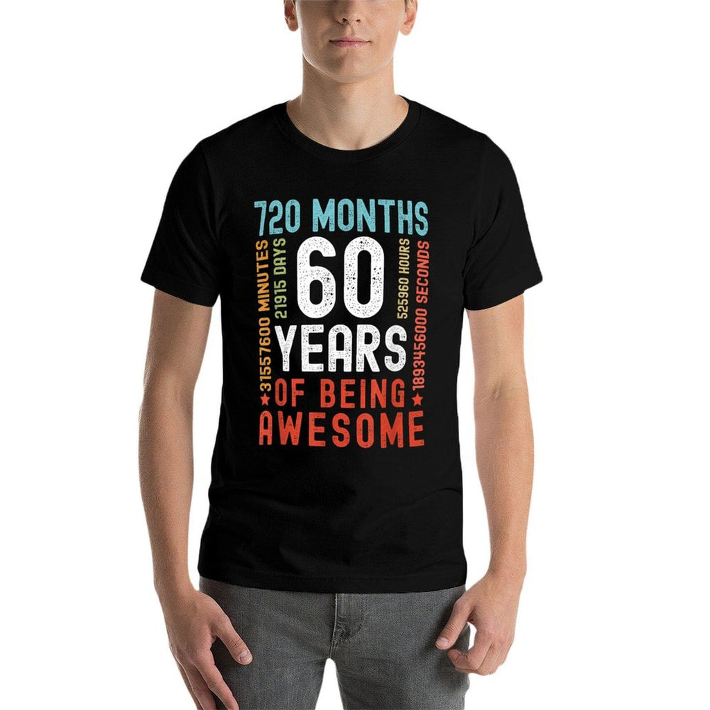60 Years 720 Months Of Being Awesome Funny 60th Birthday  Moisture-wicking T-Shirt