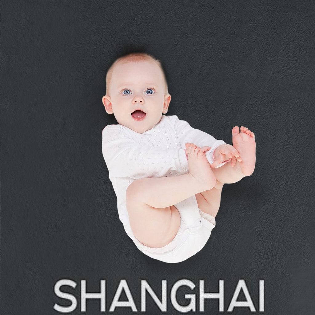 Shanghai Time Zone World Wall Clock-Phantom Black Shrink-resistant Throw Blanket