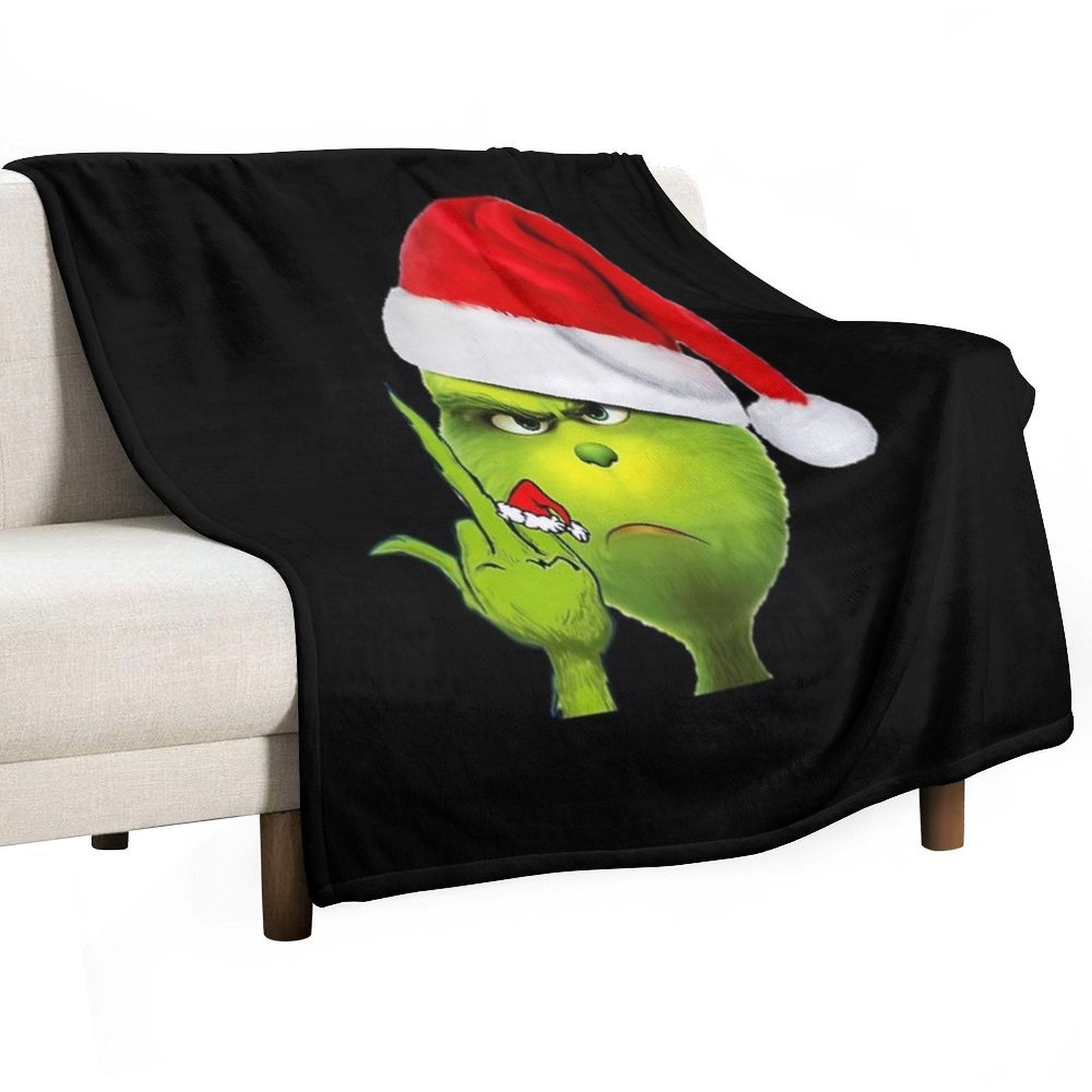 Grinch X Middle Finger Lightweight Throw Blanket