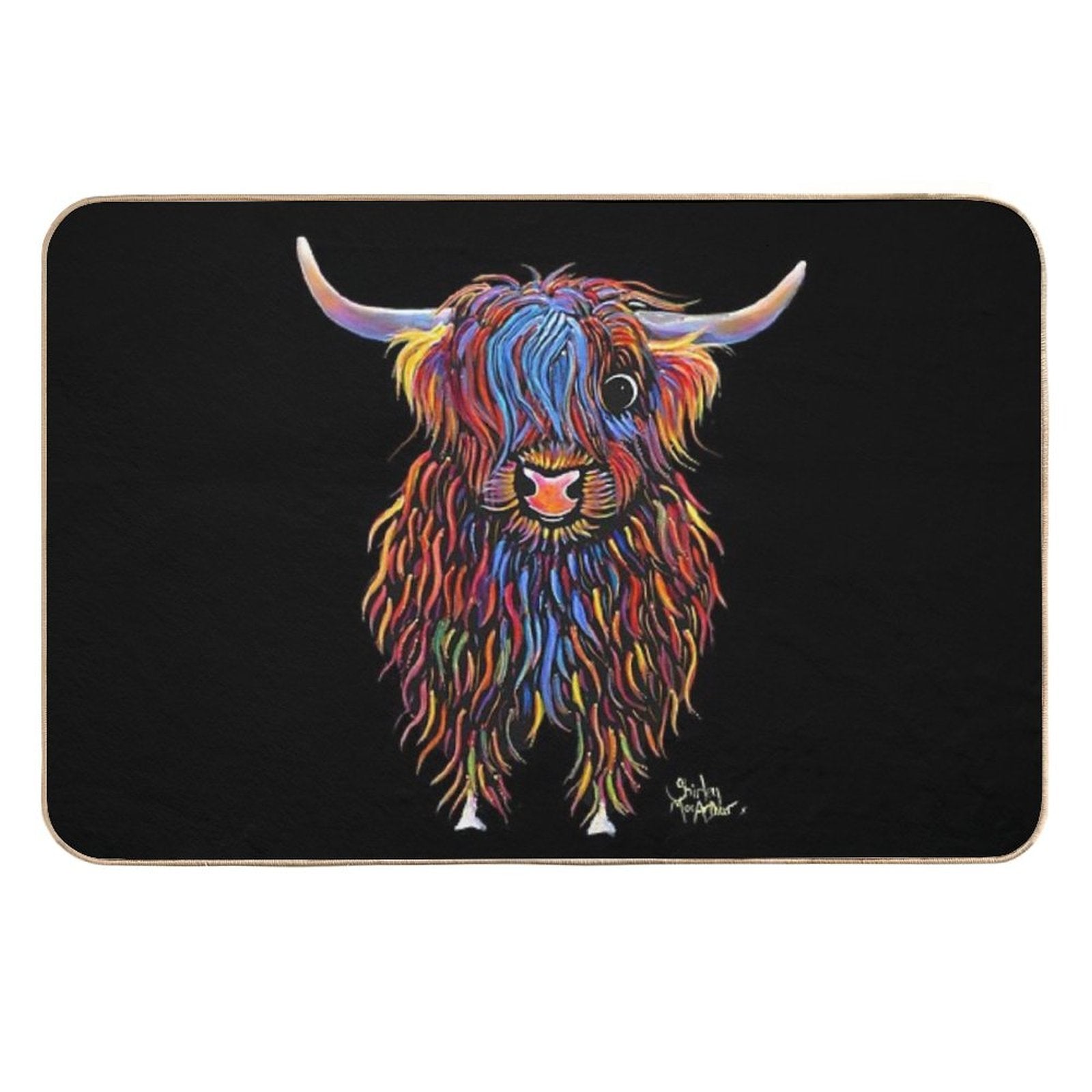 HiGHLaND CoW PRiNT SCoTTiSH ' BiG B ' BY SHiRLeY MacARTHuR  Easy To Clean Bath Mat