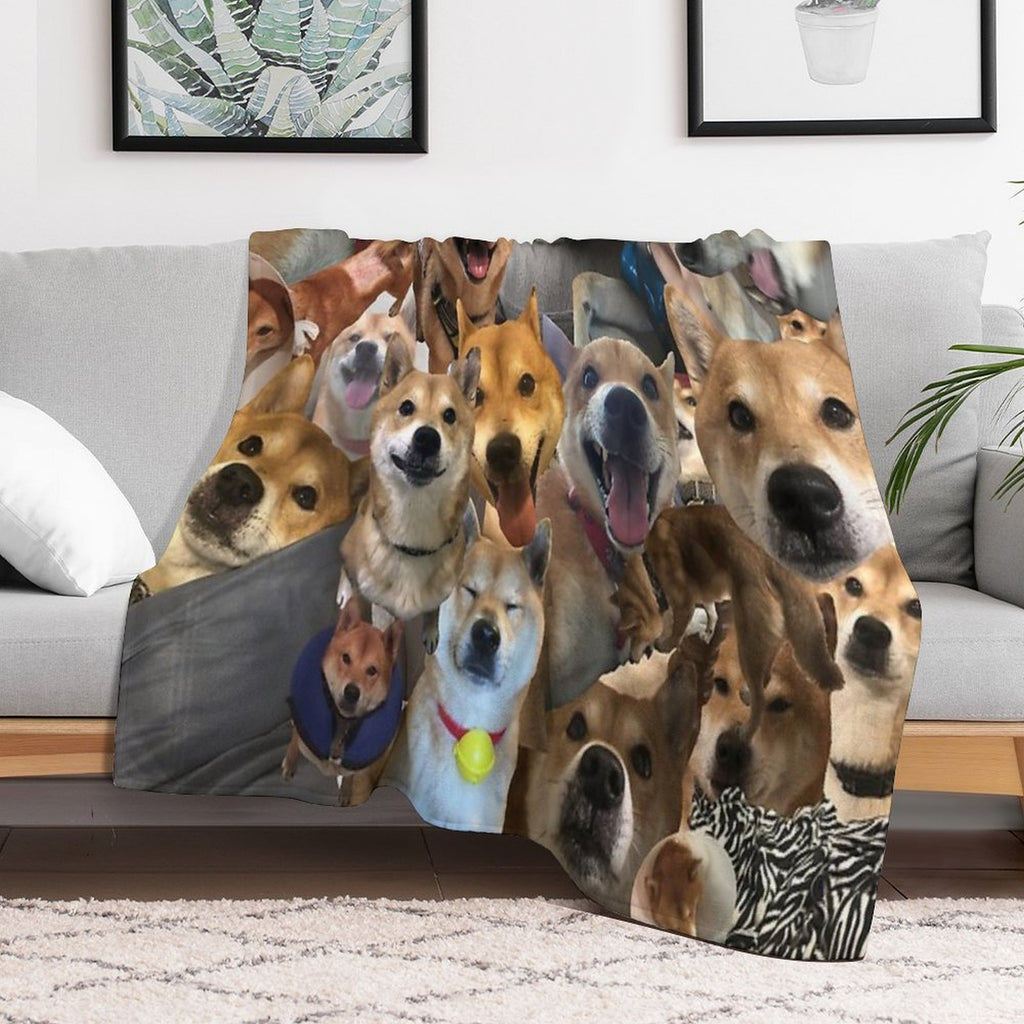 Pabu The Shiba Inu Collage All-season Throw Blanket