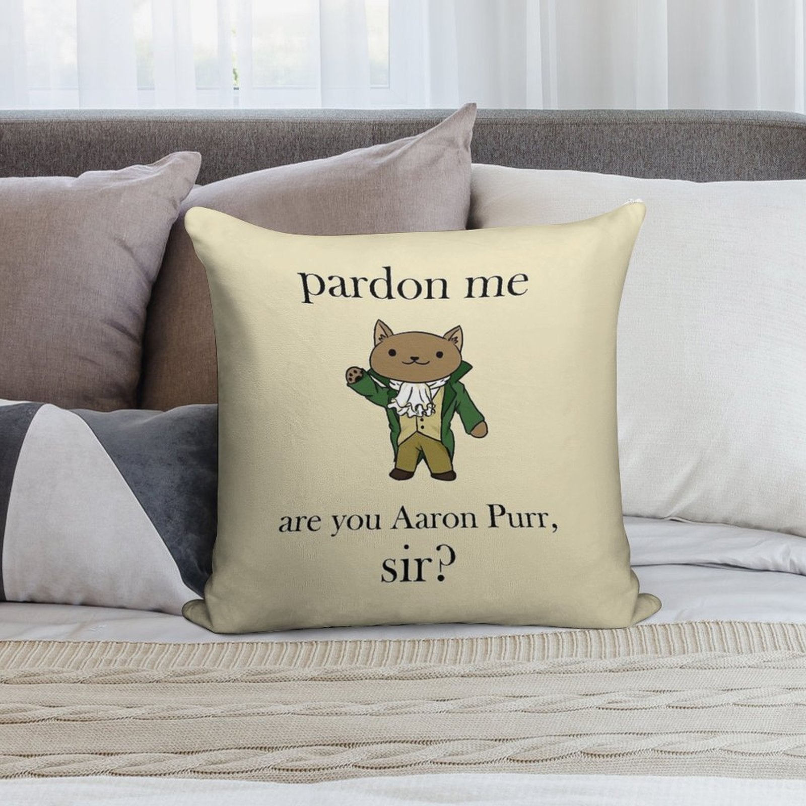 Alexander Hamilcat (Black Text) Soft Hidden Zipper Throw Pillow