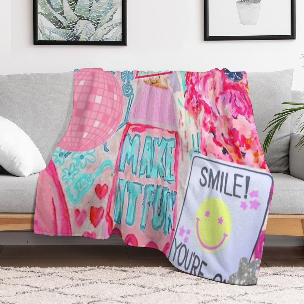 Preppy Pink Collage Velvety-soft Throw Blanket