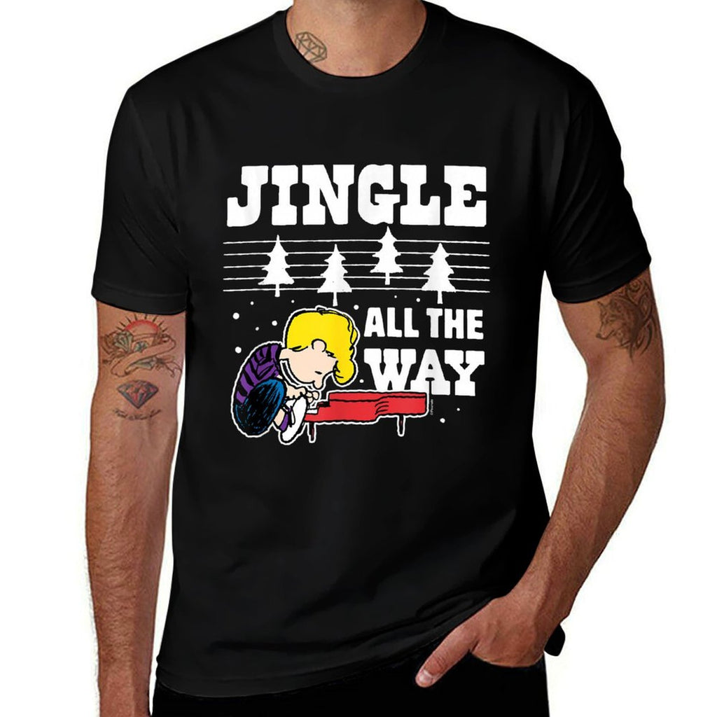 Peanuts - Schroeder Christmas Piano Jingle All The Way  Oversized Silhouette T-Shirt
