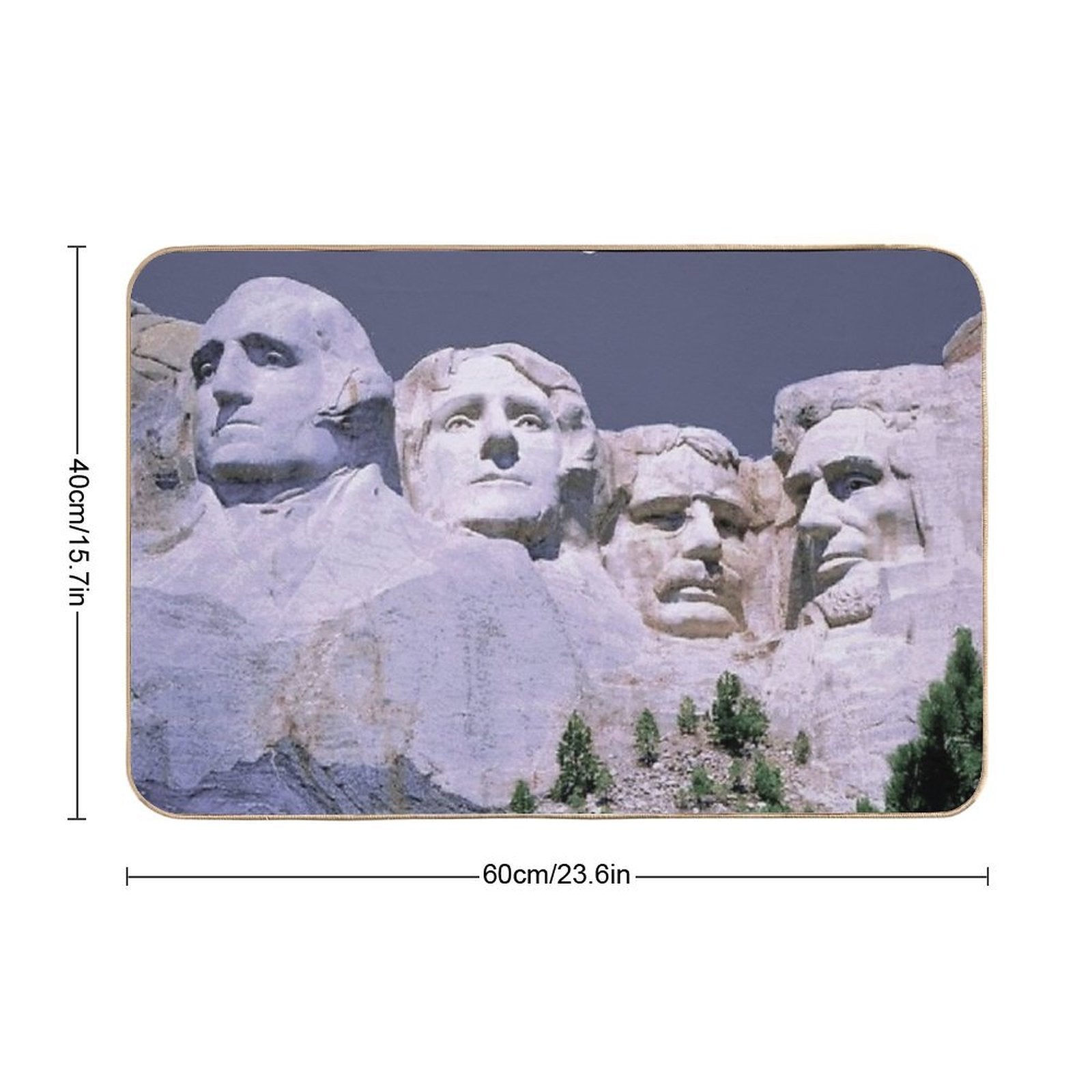 MOUNT RUSHMORE; Presidents Sculpture Vintage Print  Easy To Clean Bath Mat