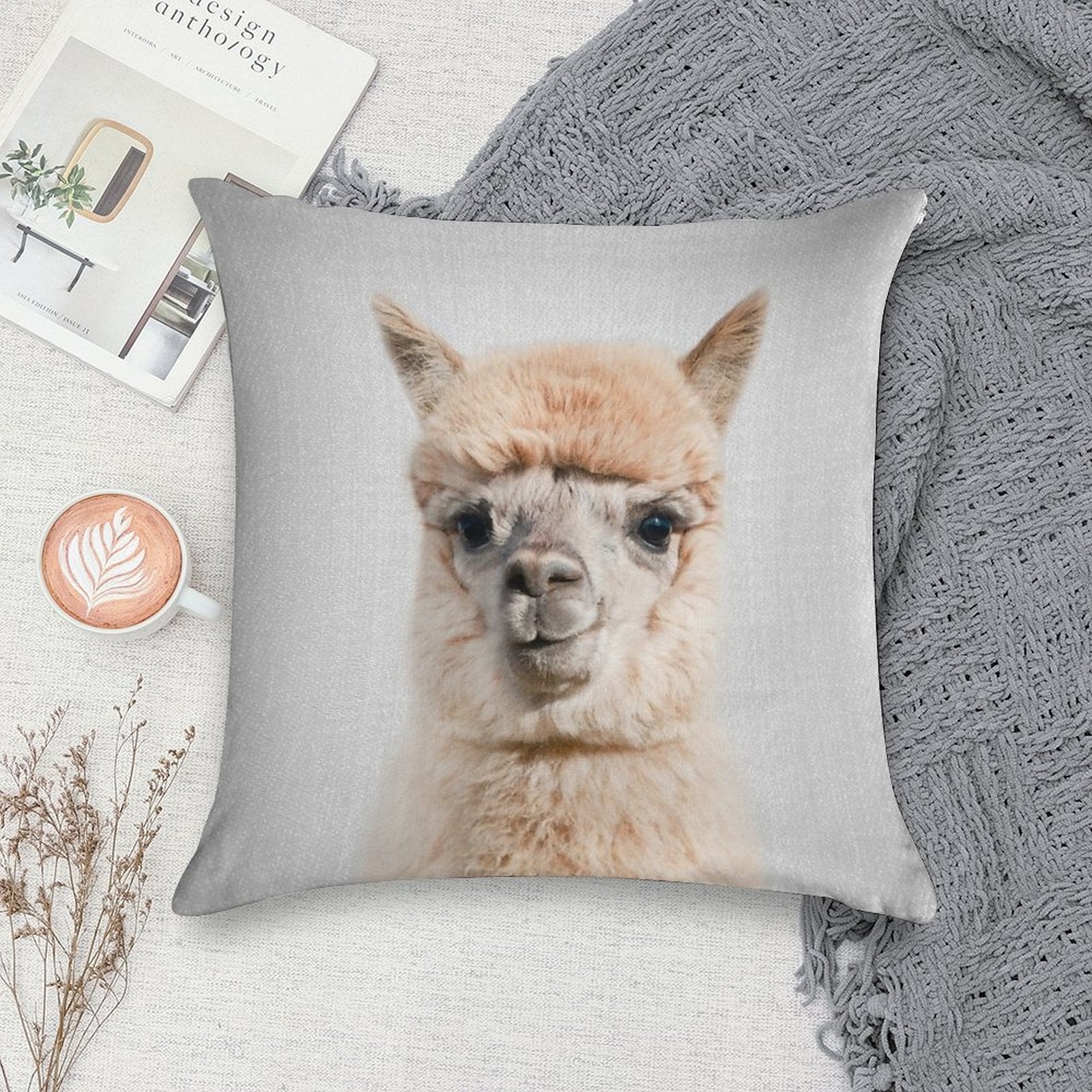 Alpaca - Colorful Soft Gift Ready Throw Pillow