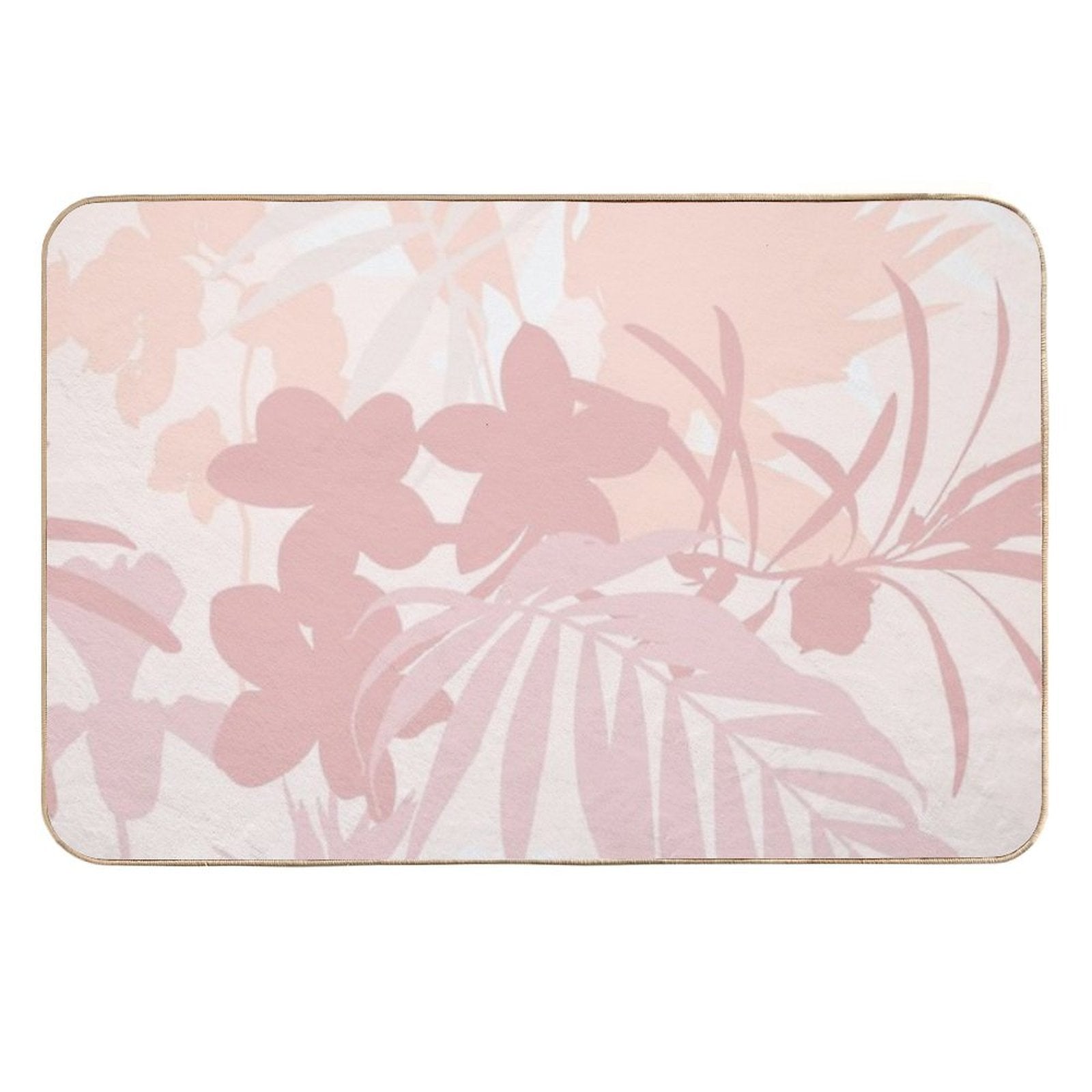 Tropical Flowers, Garden Flowers And Leaves.  Dirt-Trapping Bath Mat