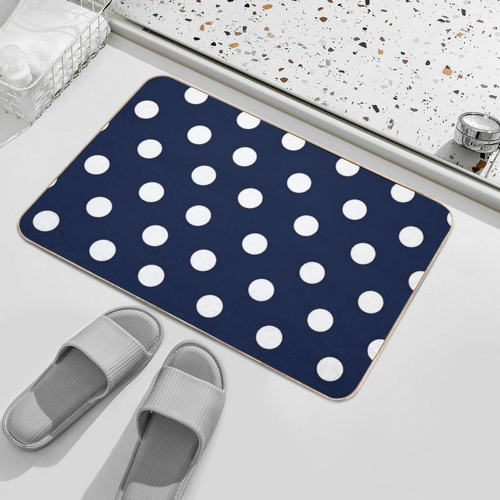 Navy Blue And White Large Polka Dot  Slip-Resistant Bath Mat
