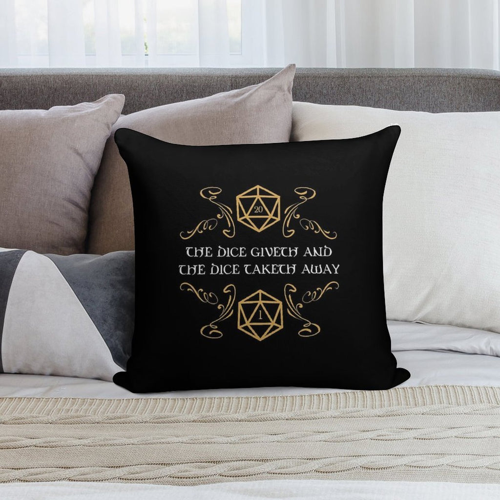 The Dice Giveth And Taketh Away Natural 20 And Critical Fail Soft Fade-Resistant Throw Pillow