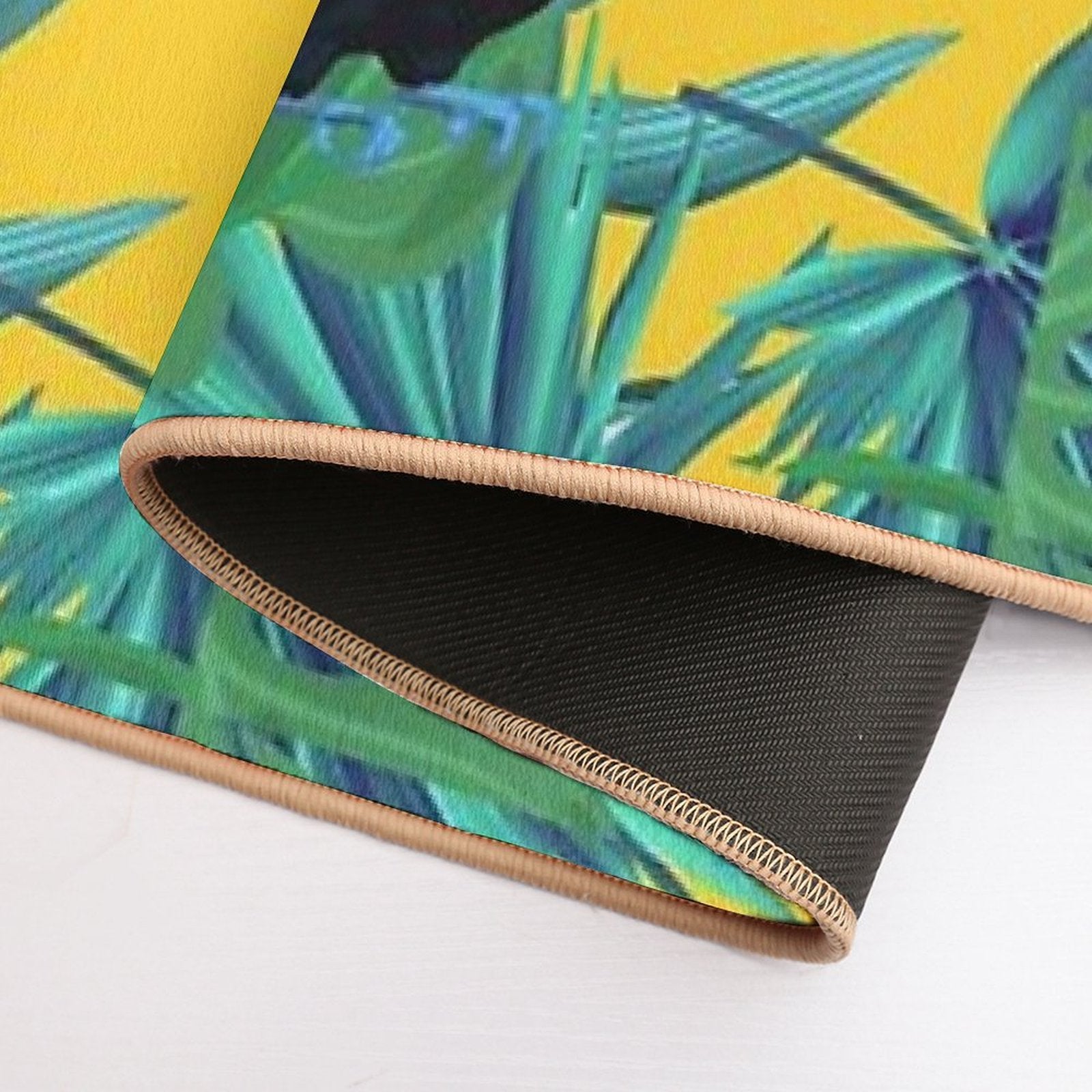 Tropical Bird Yellow Background  Absorbent Bath Mat