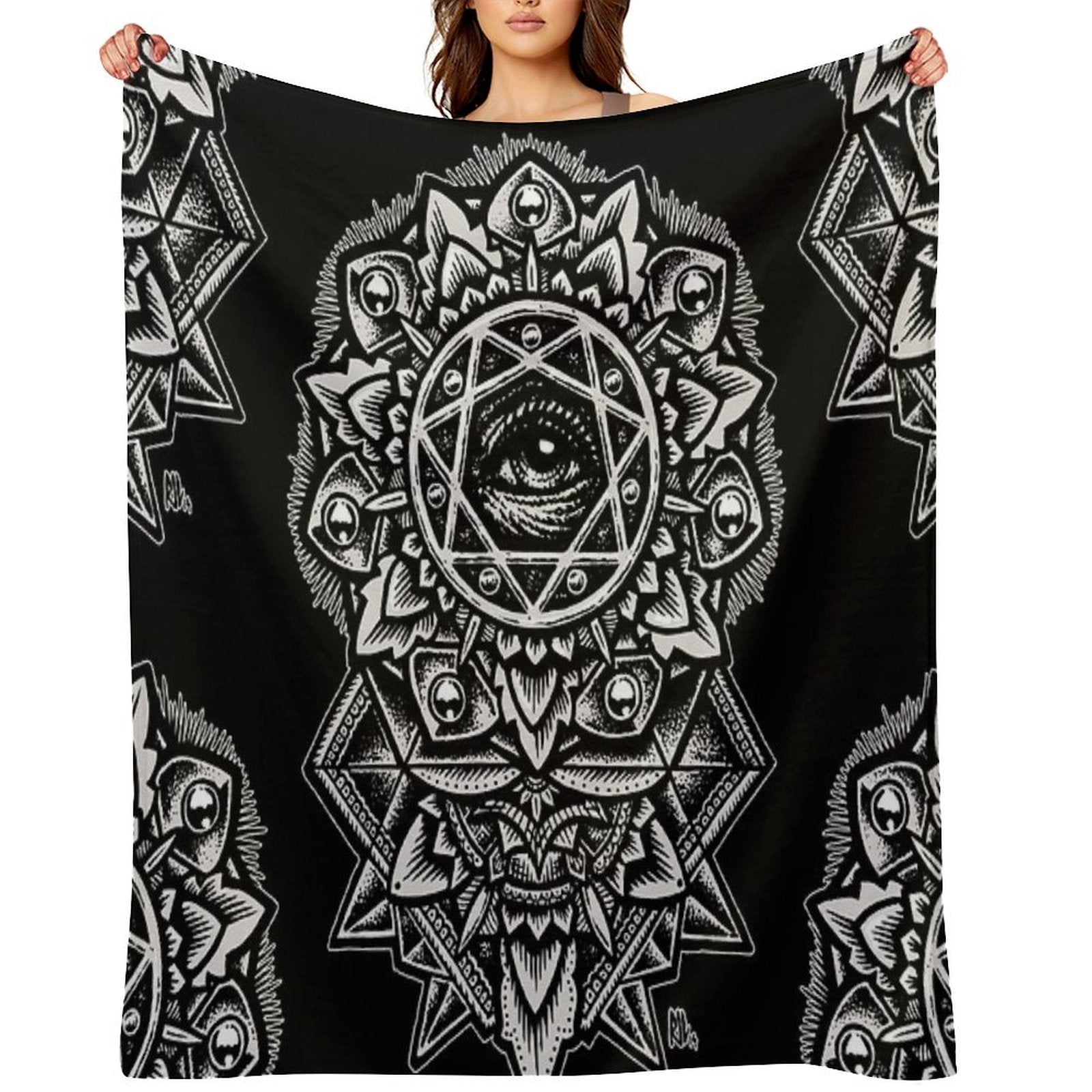Eye of God Flower Mandala Multi-functional Throw Blanket