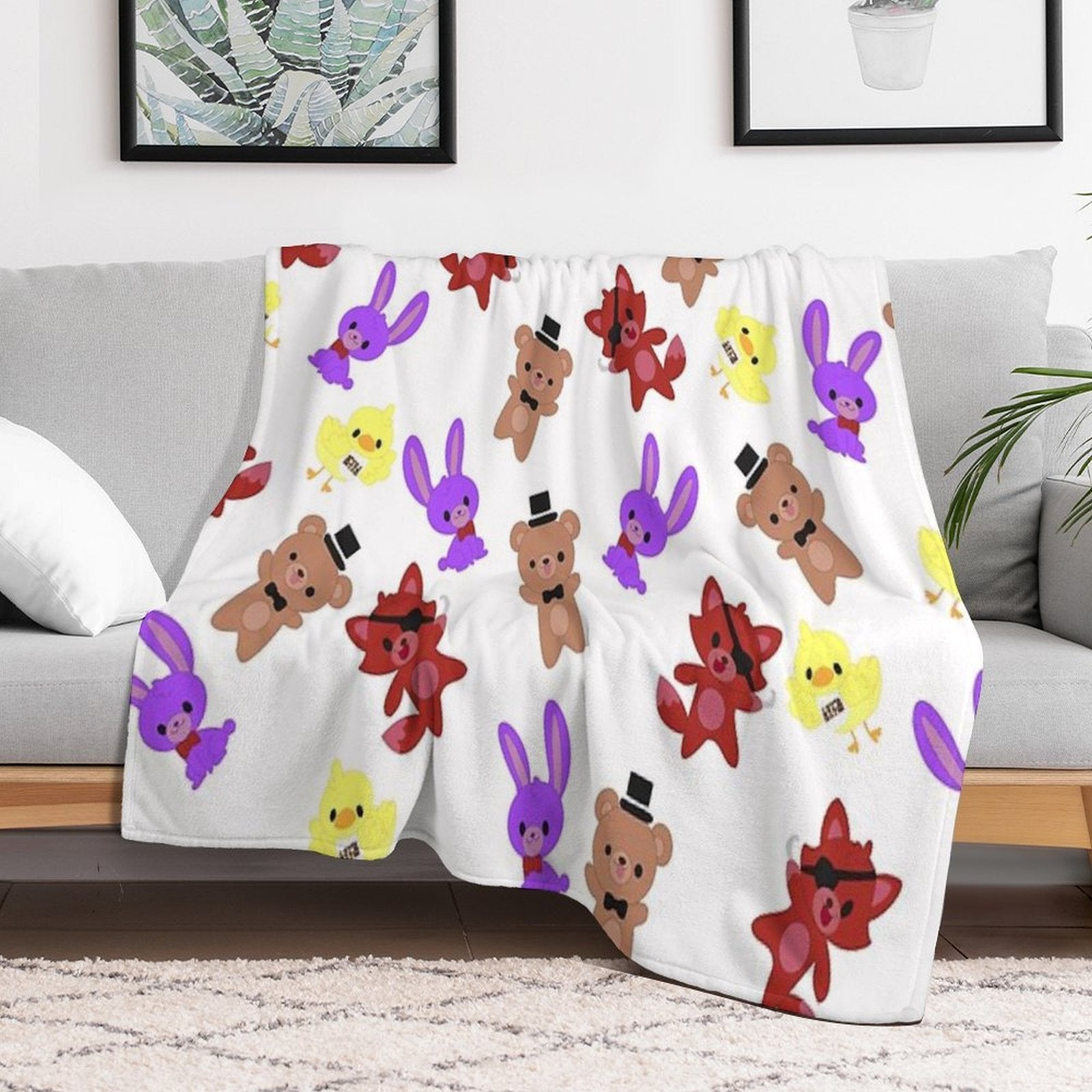 Cute Fnaf Pattern Compact Throw Blanket