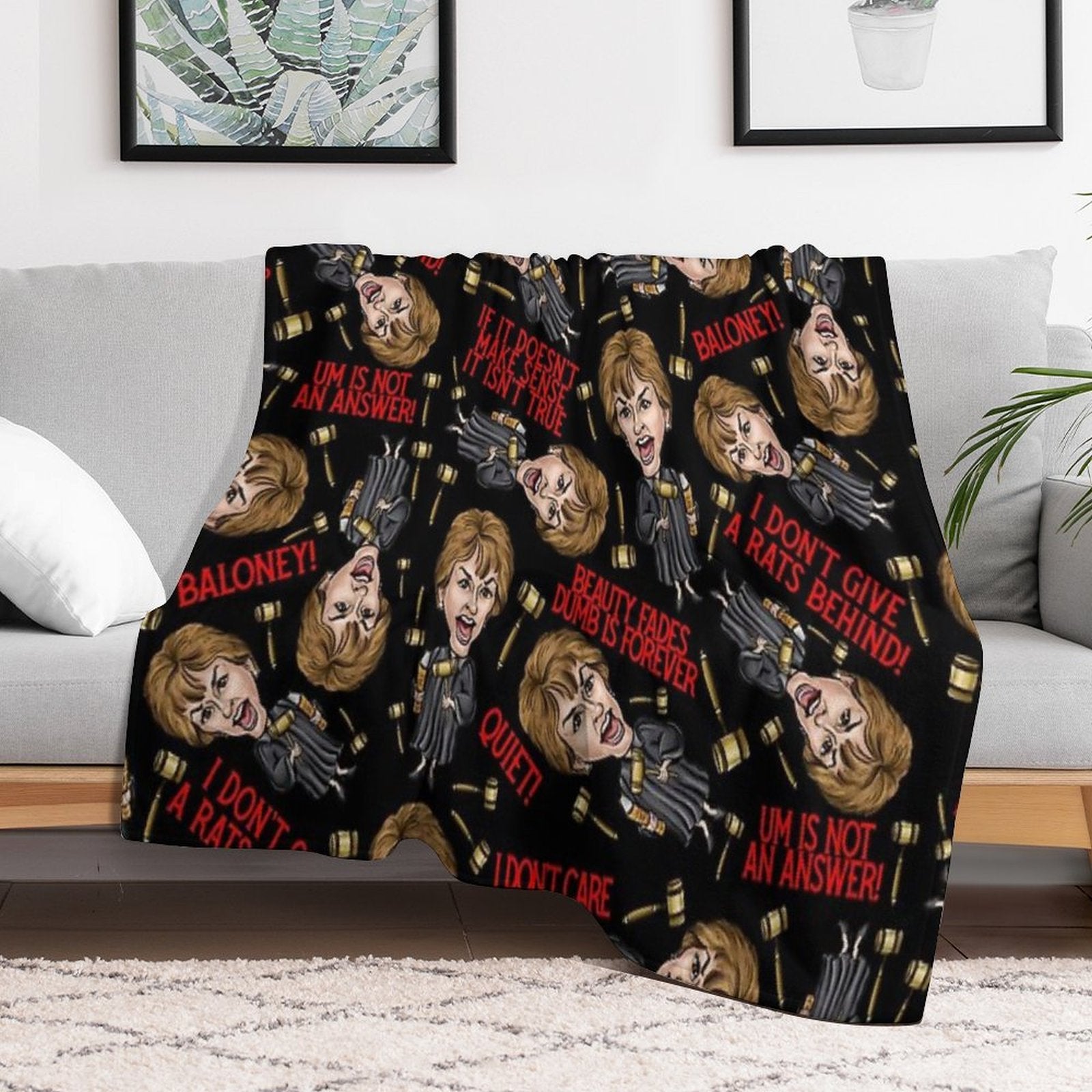 Black  Judge Judy Print Eco-conscious Throw Blanket