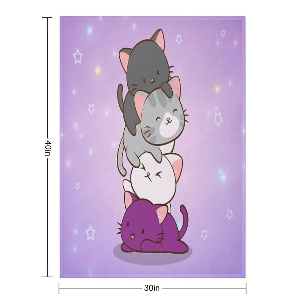 Ace Pride Kawaii Cats LGBTQ Asexual Compact Throw Blanket
