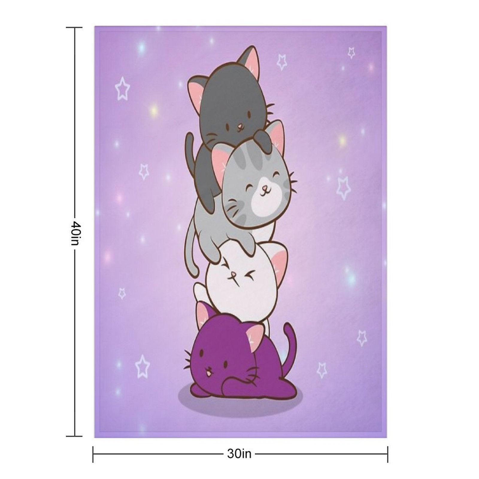 Ace Pride Kawaii Cats LGBTQ Asexual Compact Throw Blanket
