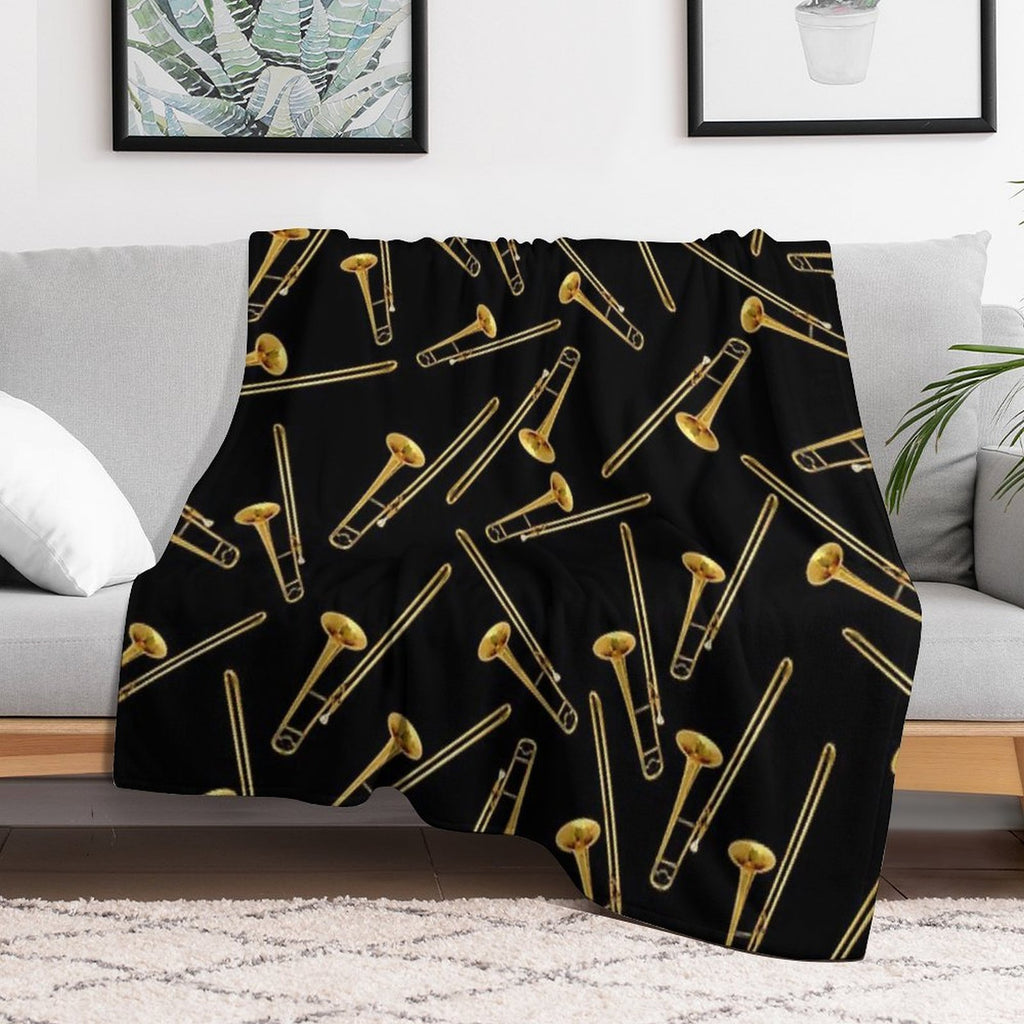 Vintage Gold Trombone Eco-conscious Throw Blanket