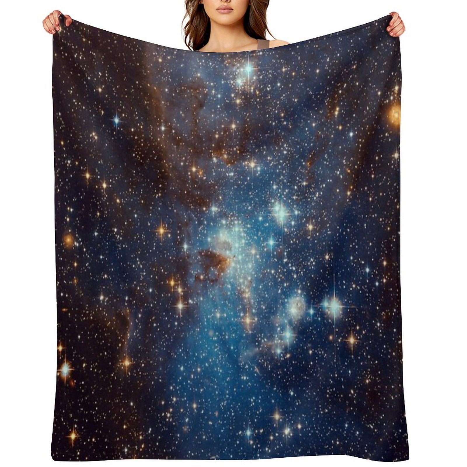 Blue Nebula Stars Space Sustainable Throw Blanket