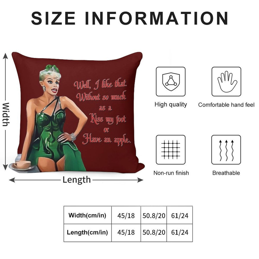 White Christmas - Kiss My Foot Or Have An Apple - Red Soft Shrink-Resistant Throw Pillow