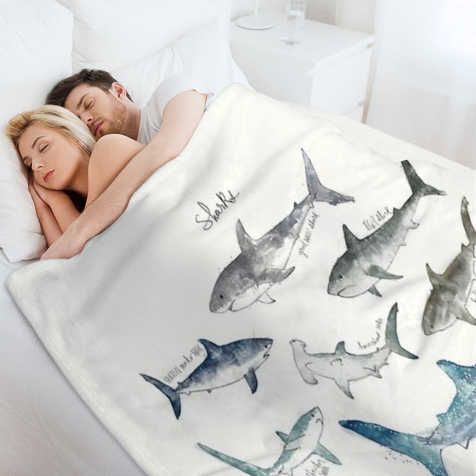 Sharks - Landscape Format Velvety-soft Throw Blanket