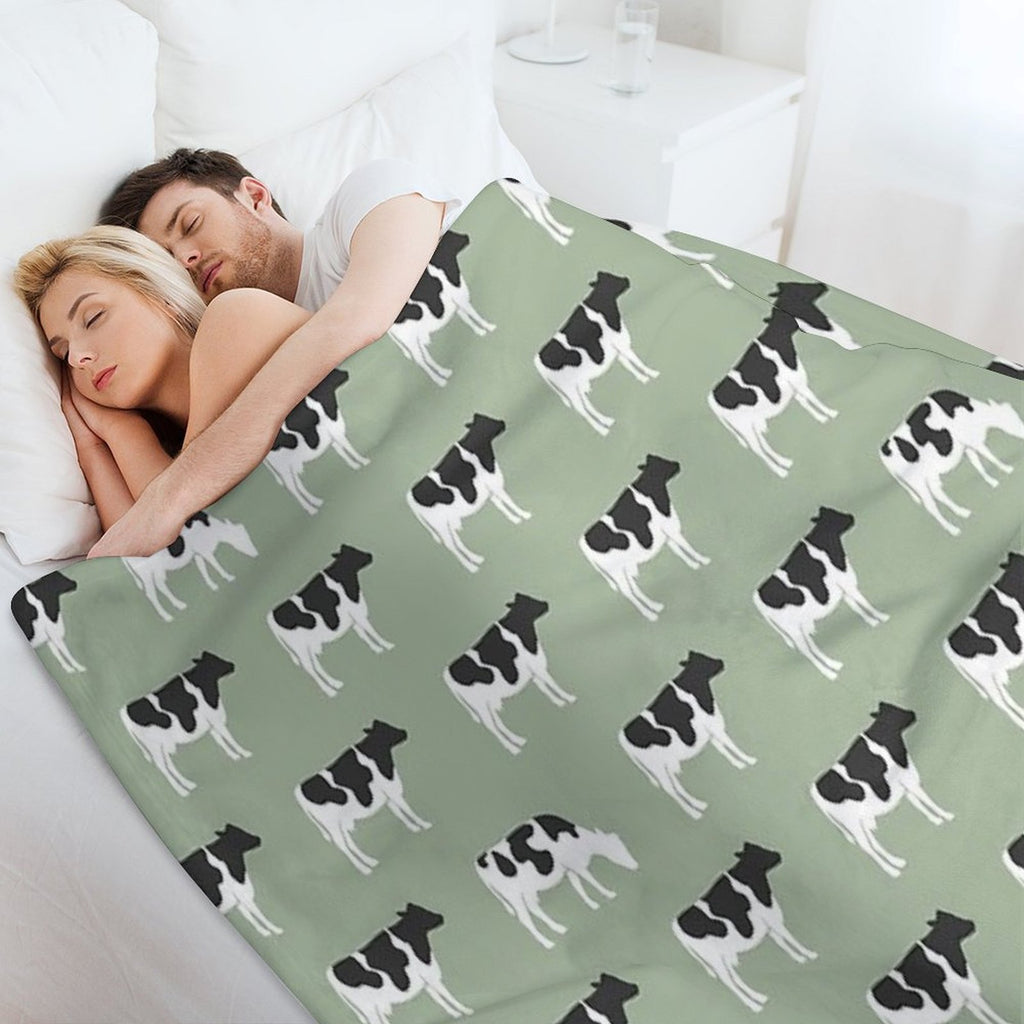 Cows - Farm - Dairy Cows on Sage Velvety-soft Throw Blanket