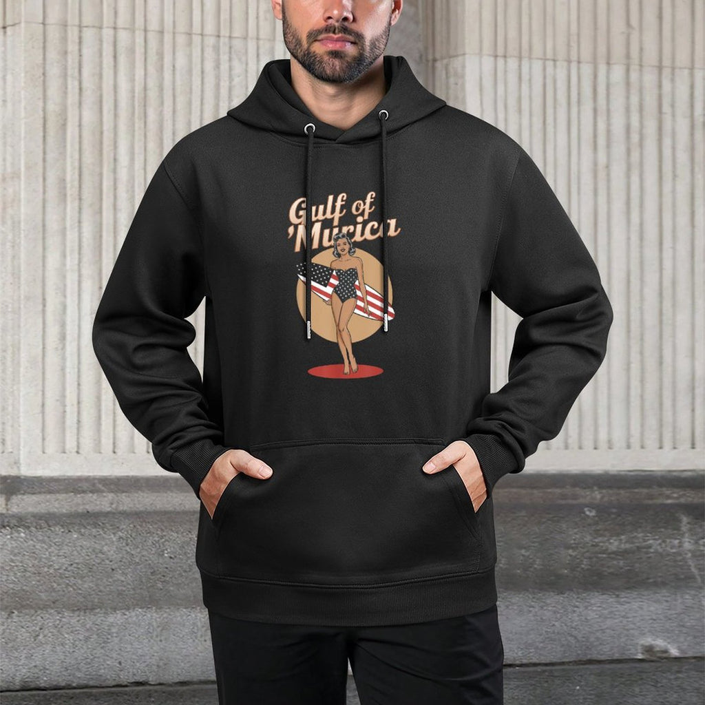 Vintage Gulf of Murica 2025 Funny Patriotic American Pride Kangaroo Pocket Hoodie