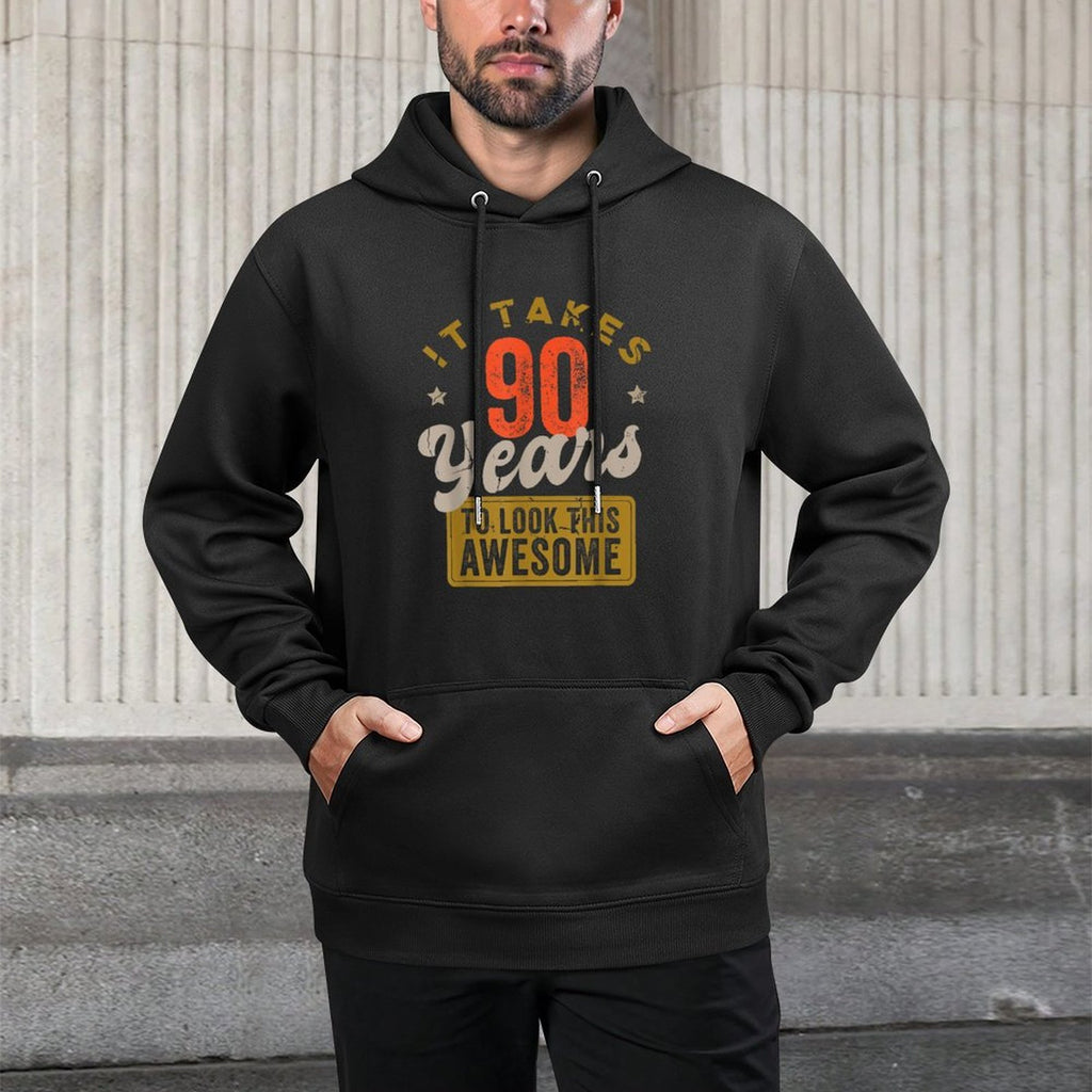 Awesome 90 Year Old - Vintage 90th Birthday Medium-Weight Fabric Hoodie