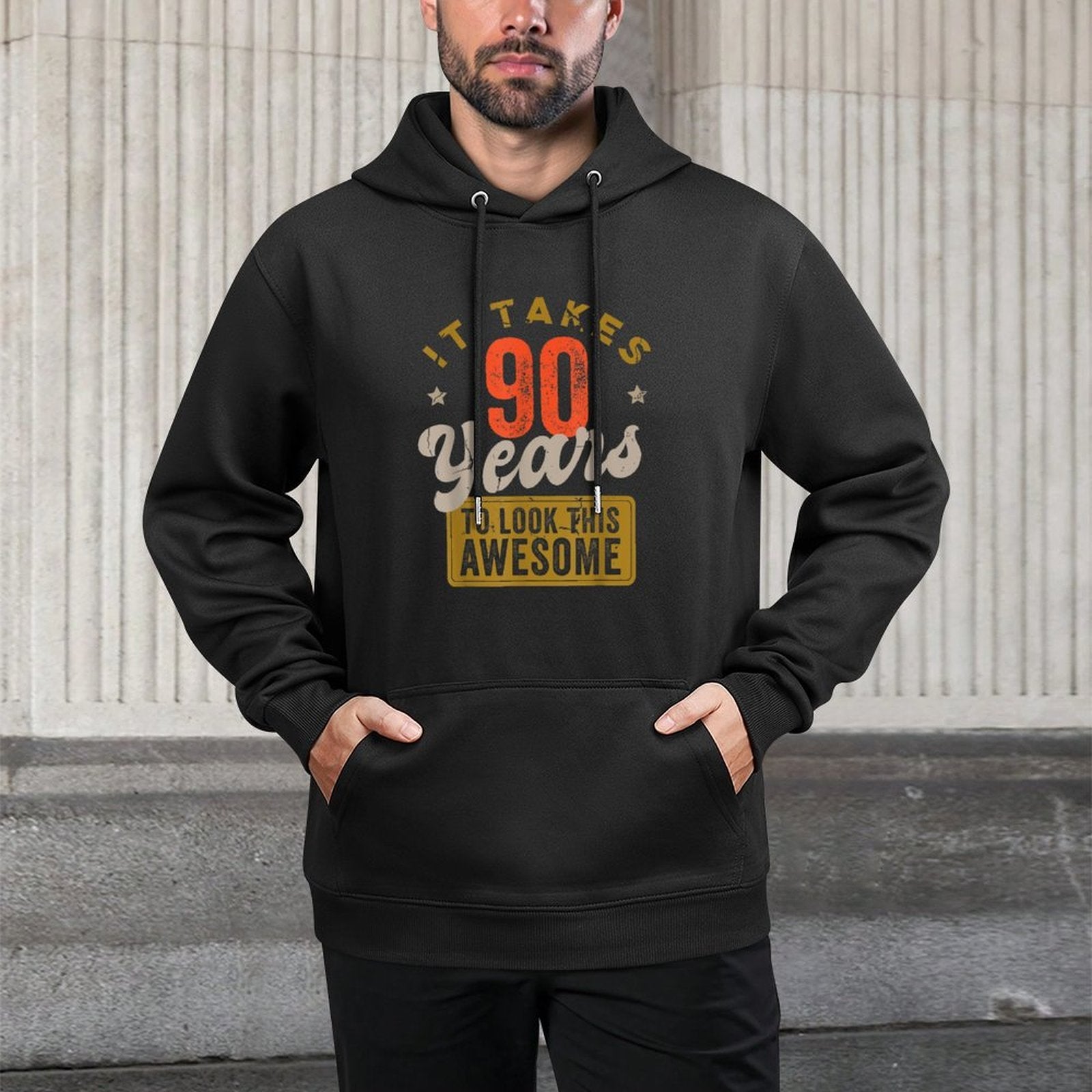 Awesome 90 Year Old - Vintage 90th Birthday Medium-Weight Fabric Hoodie