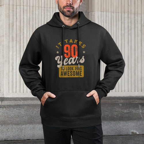 Awesome 90 Year Old - Vintage 90th Birthday Medium-Weight Fabric Hoodie