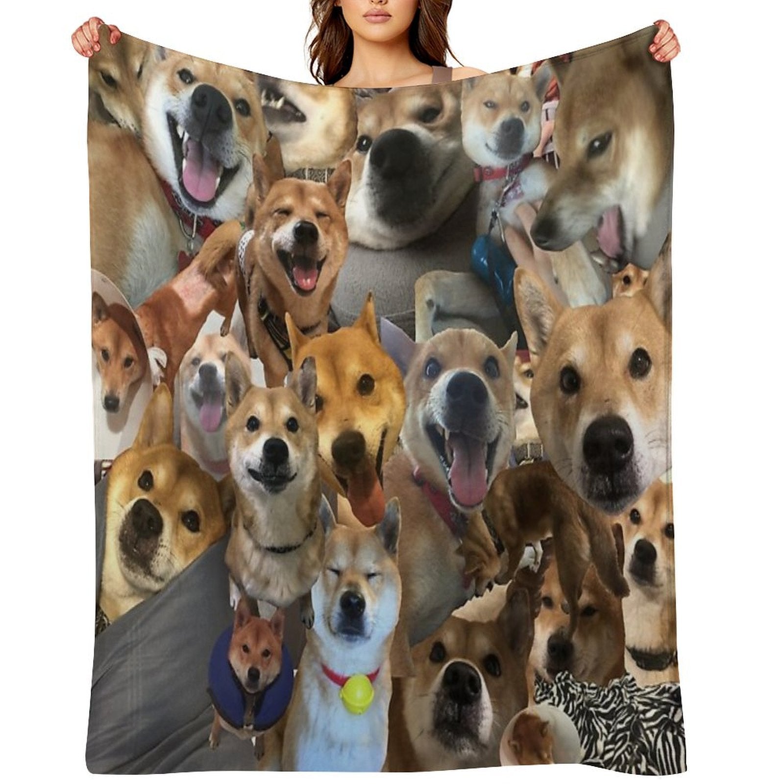 Pabu The Shiba Inu Collage All-season Throw Blanket