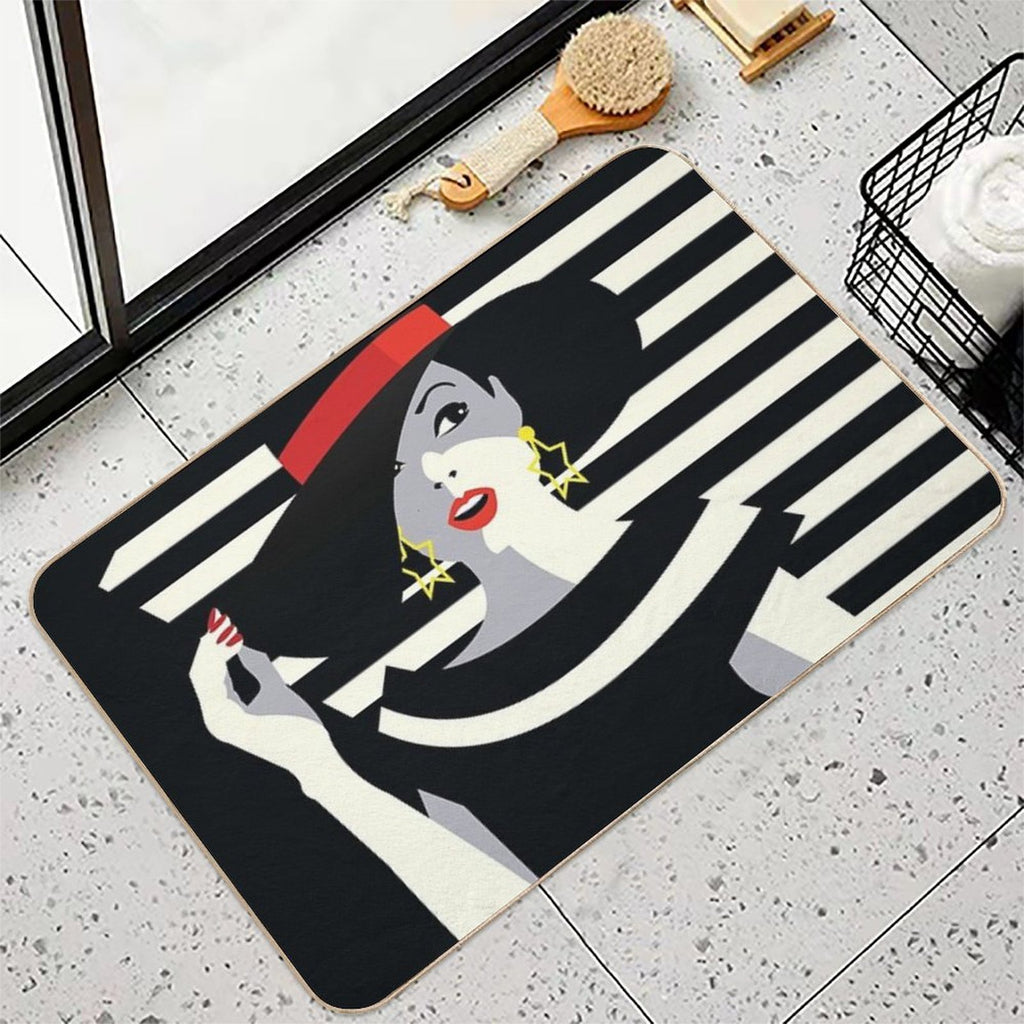 Eighties Fashionista - Nagel Inspired Retro Socialite Durable Bath Mat