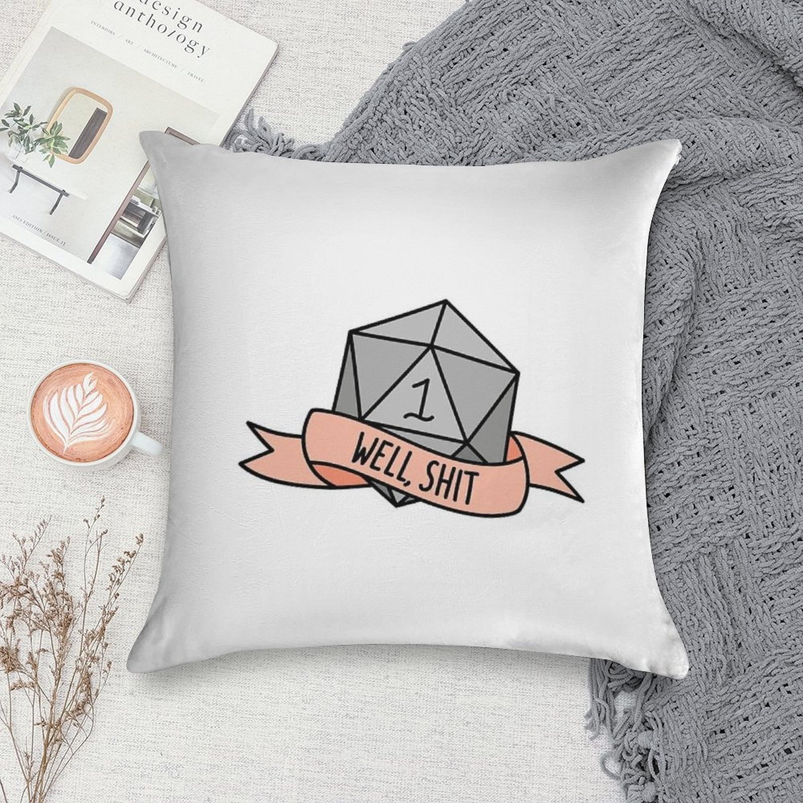 D20 - Well, Shit Soft Bedroom Essential Throw Pillow