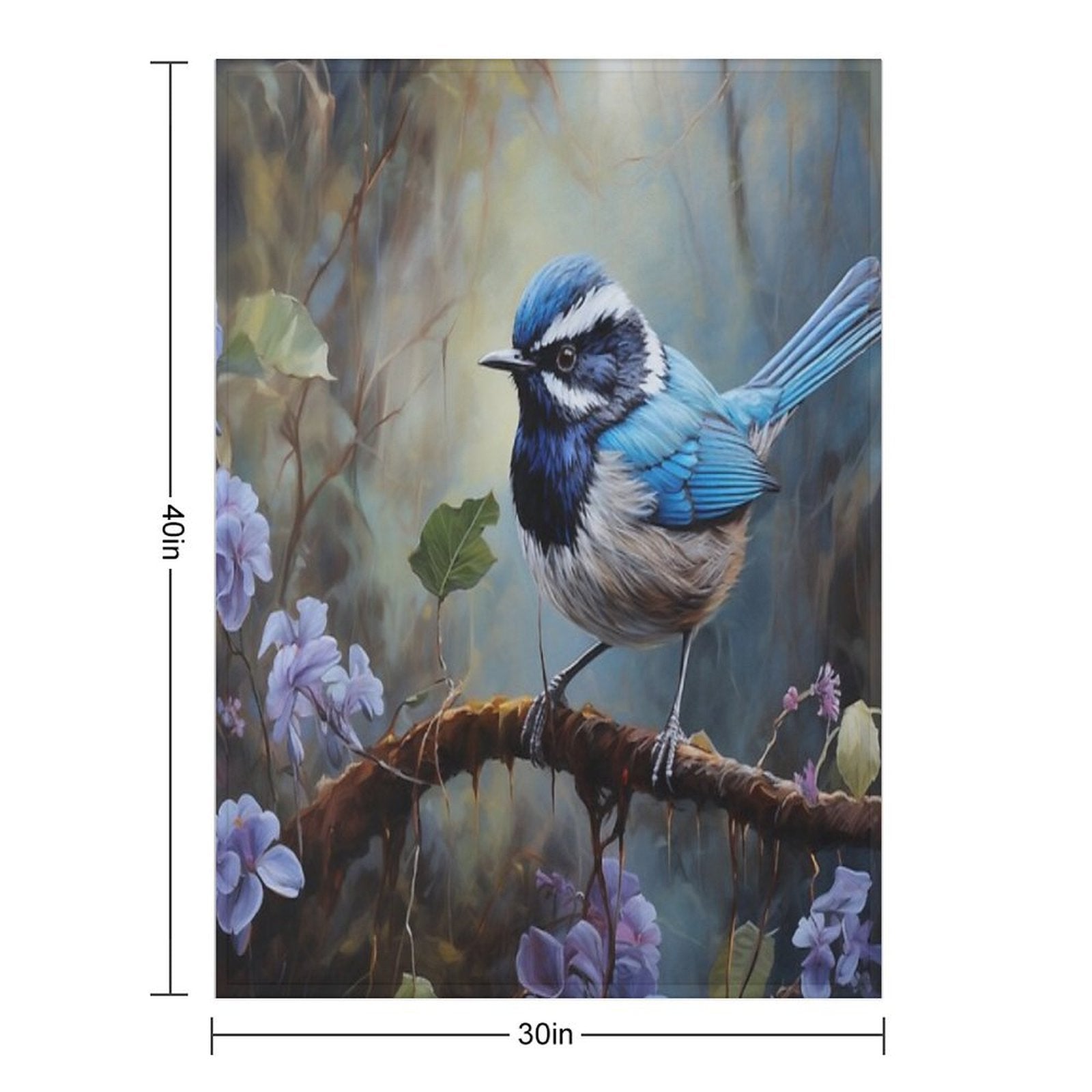 Australian Blue Wren. Anti-pilling Throw Blanket