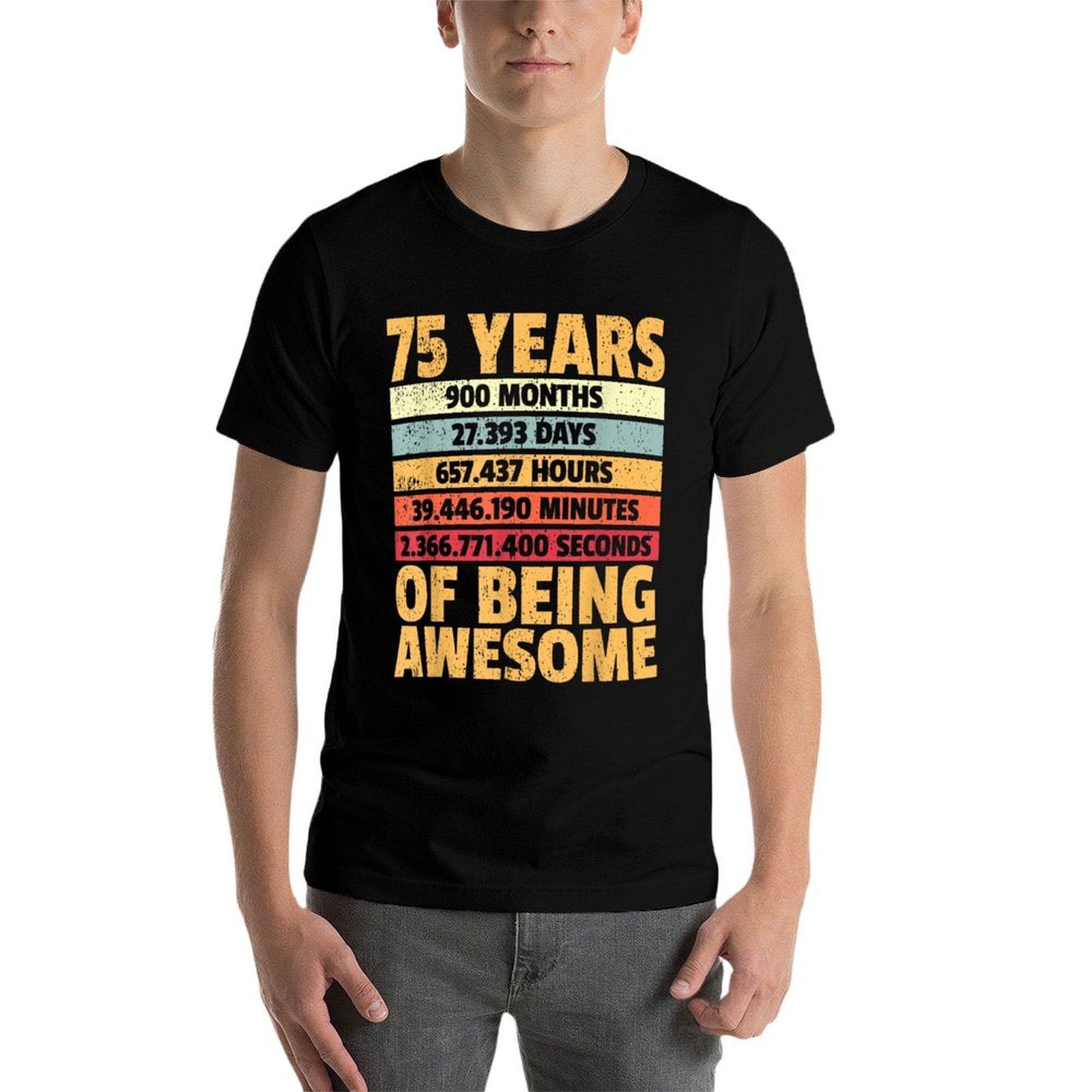75 Years Awesome I Days Hours Minutes I 75th Birthday  Summer-ready Fabric T-Shirt