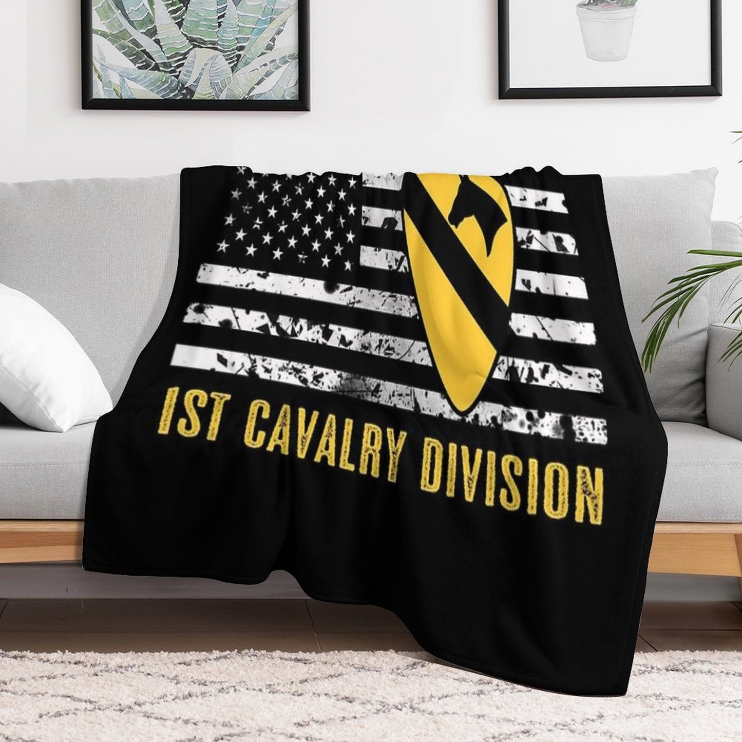 1st Cavalry Division (Distressed Flag) Gift-ready Throw Blanket
