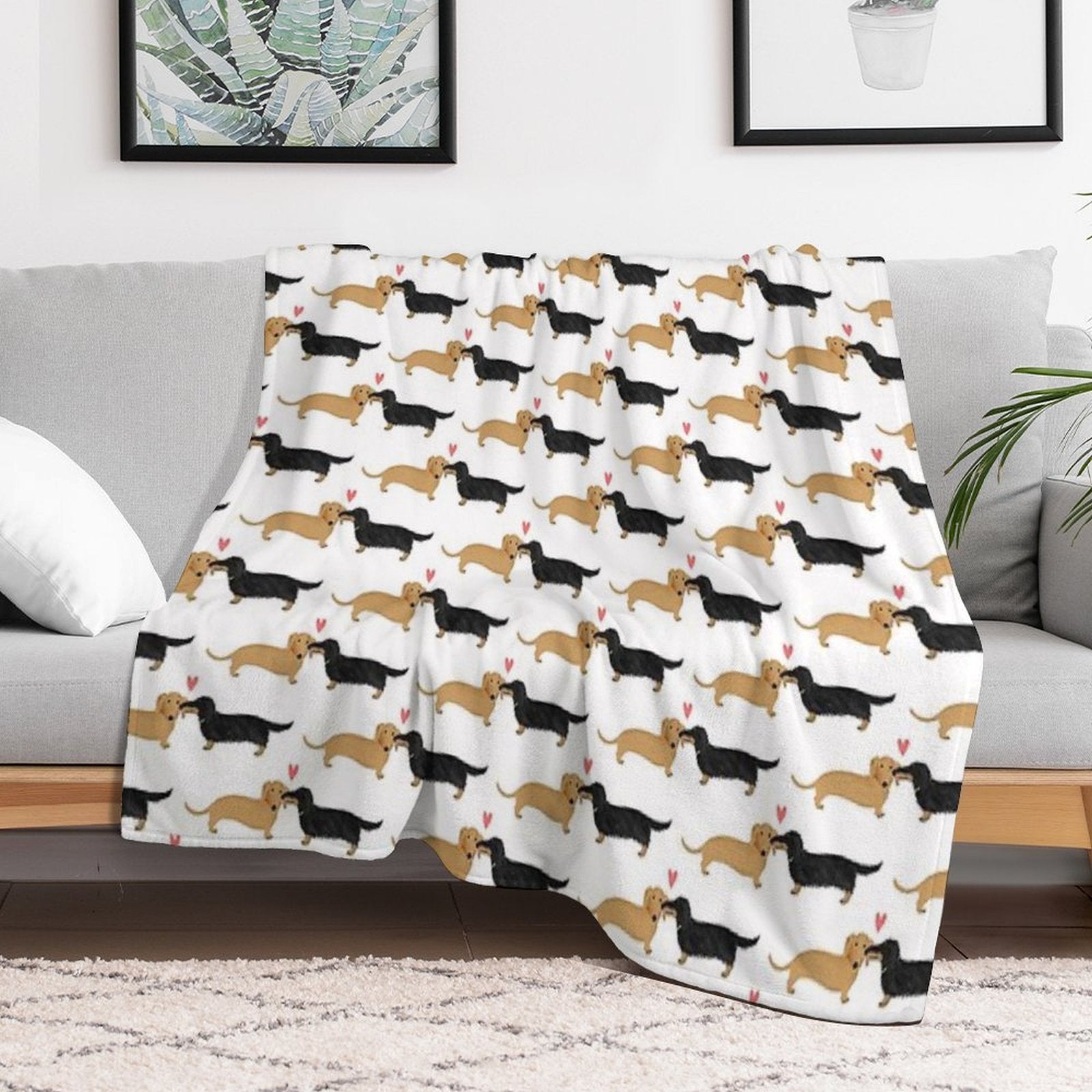 Dachshunds Love Dogs with Heart Cute Wiener Dogs All-season Throw Blanket