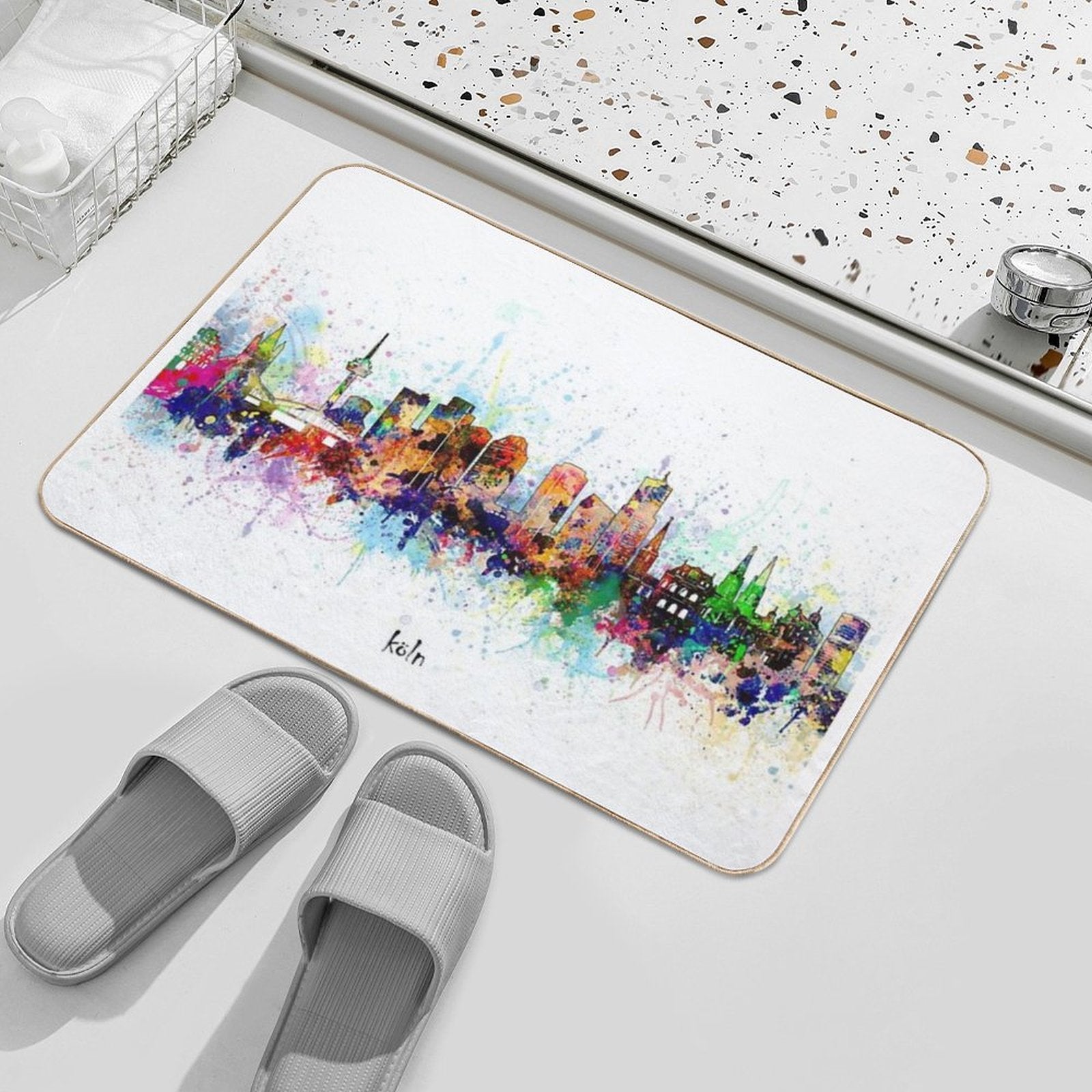 Cologne Skyline  Stain-Proof Bath Mat