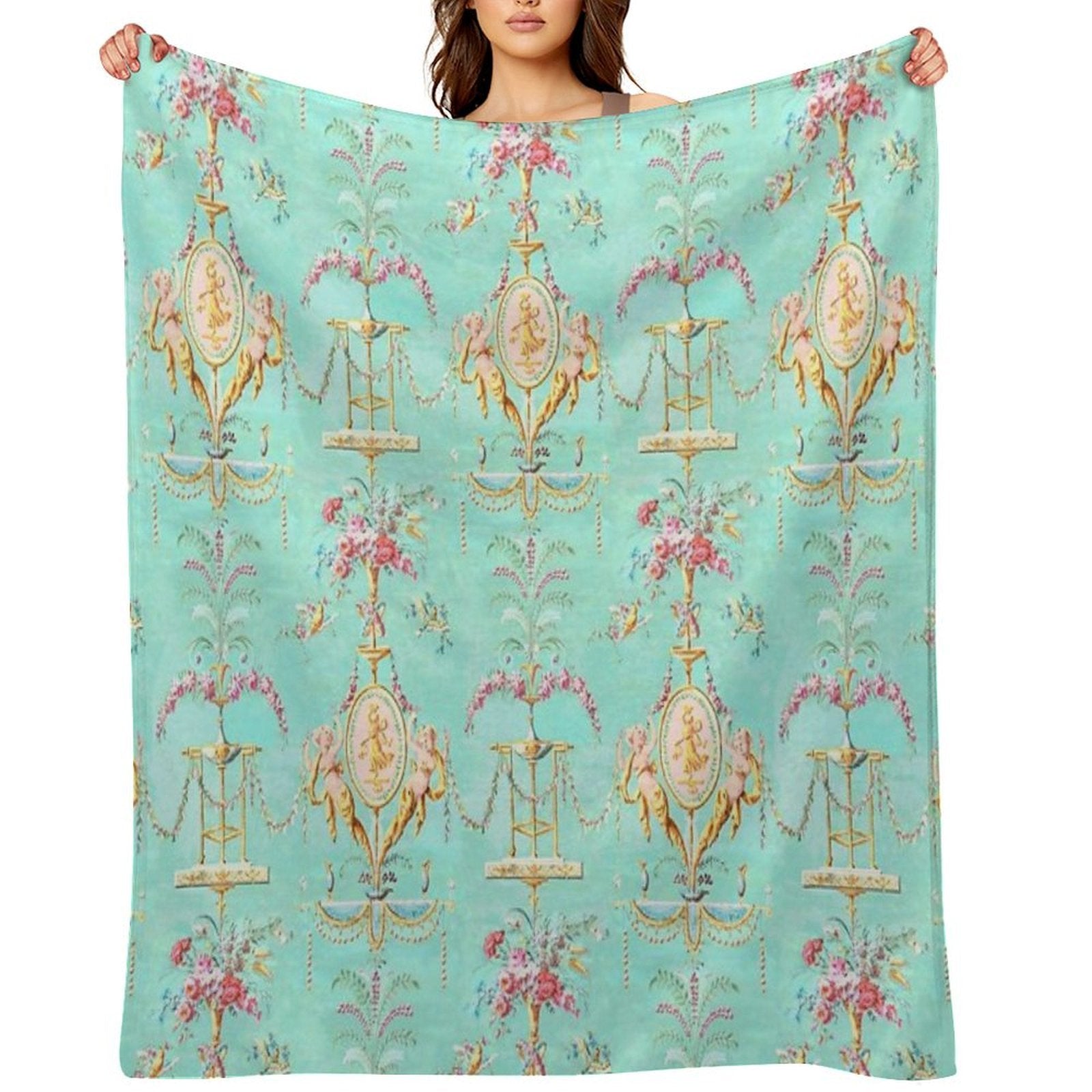 Marie Antoinette French Rococo Paris Pattern Easy Care Throw Blanket