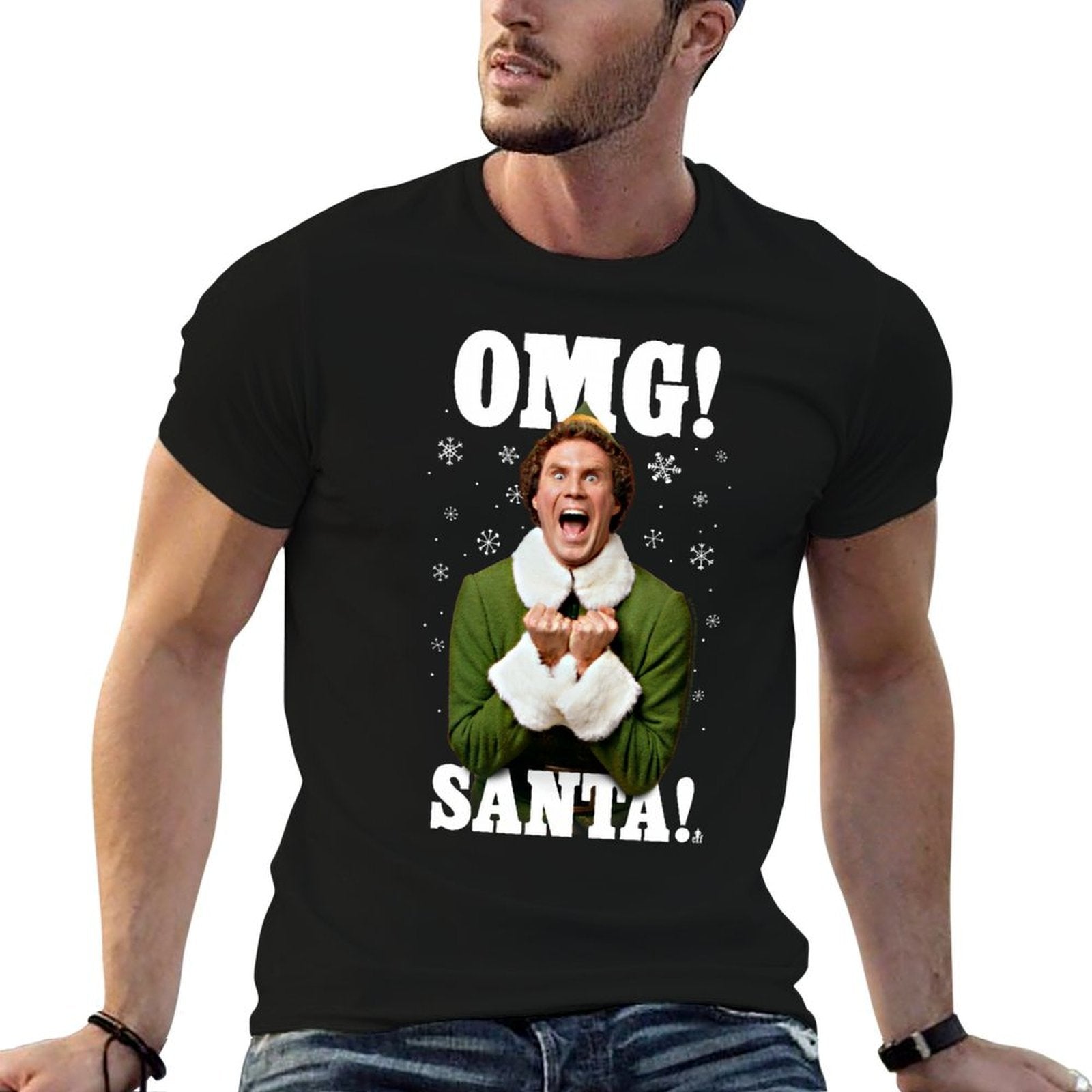 Elf OMG Santa Buddy The Elf Funny Christmas  Cotton T-Shirt