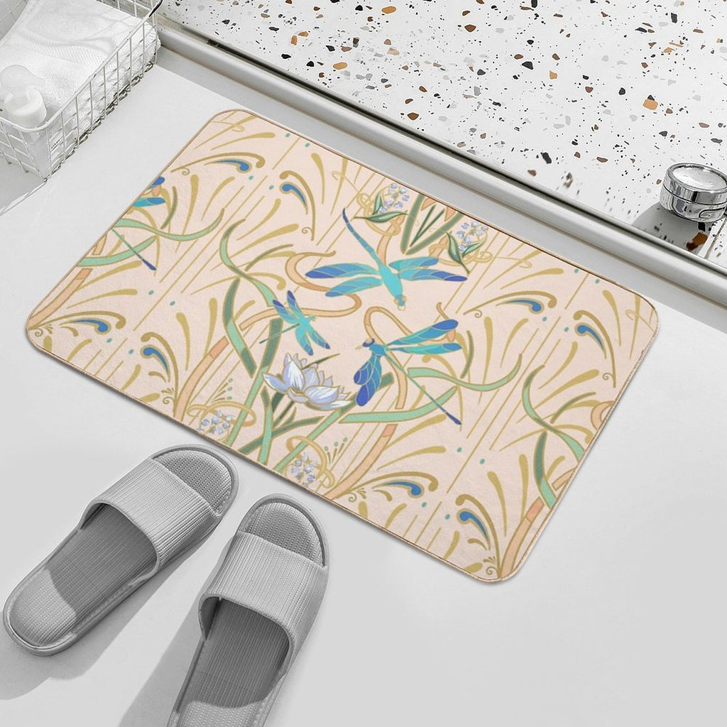 Art Nouveau Dragonflies Pattern  Blush  Odorless Bath Mat