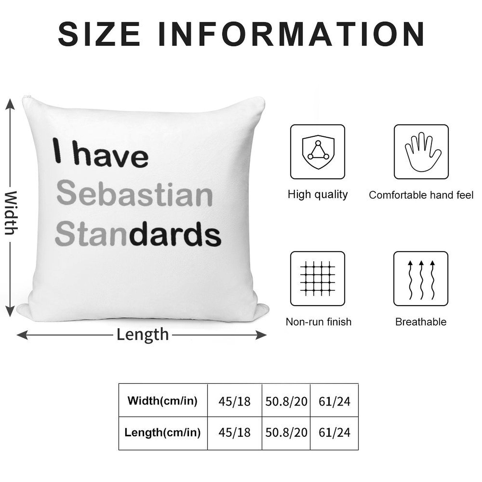 I HAVE (sebastian) STANDARDS Soft Reinforced Edging Throw Pillow