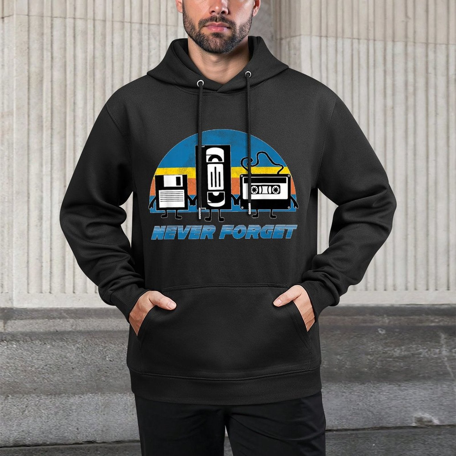 Never Forget Funny Retro Vintage VHS Cassette Floppy Disk All-Day Comfort Hoodie