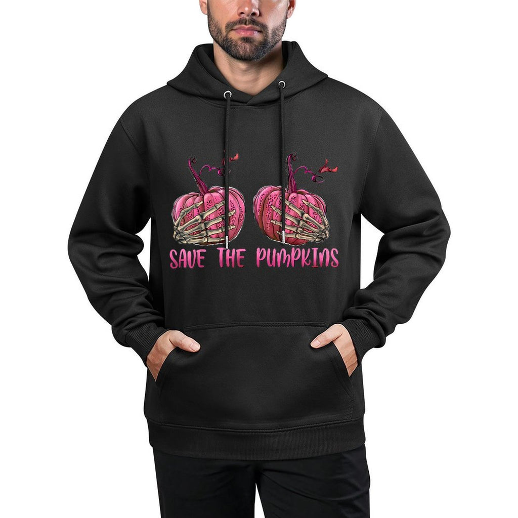 Skeleton Hand Boobs Save The Pumpkin Breast Cancer Halloween Colorfast Hoodie