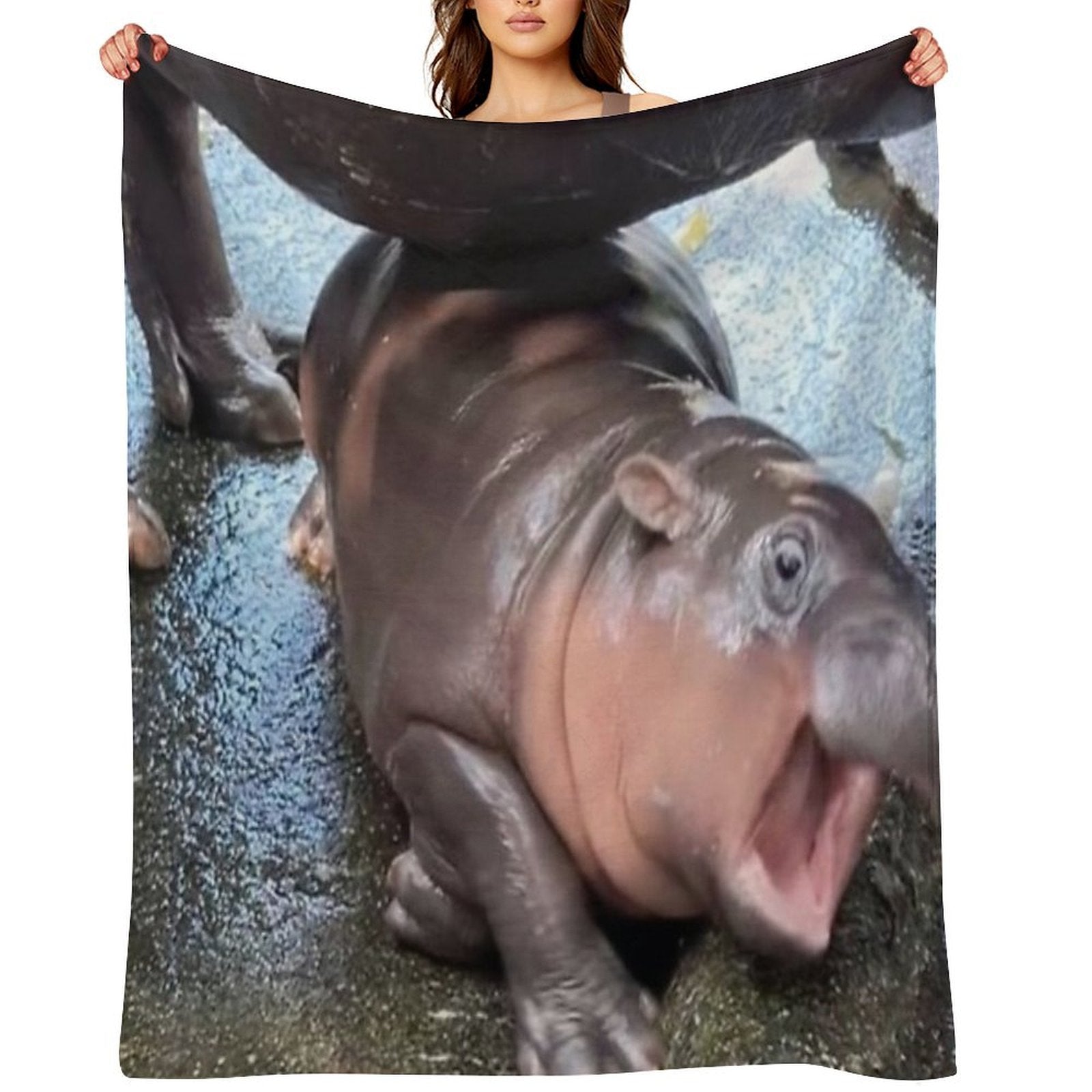 Moo Deng - Drama Powers Versatility Throw Blanket