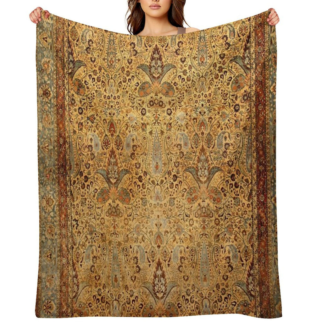 Antique Persian Khorassan Rug Print Multi-functional Throw Blanket