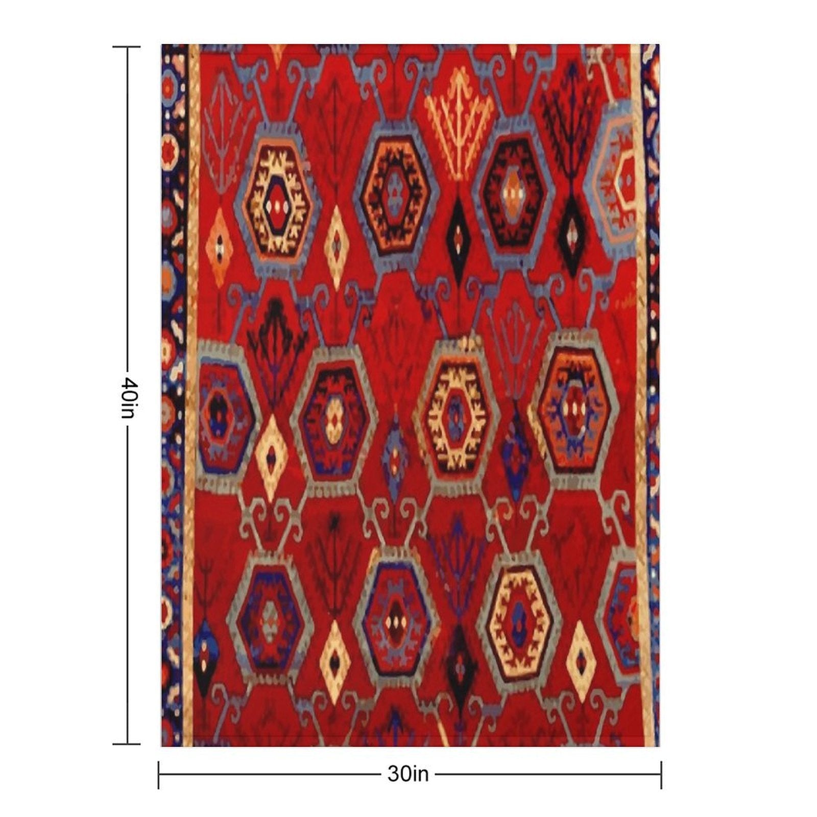 Safavid Rug with Geometric Hexagons Durable Throw Blanket