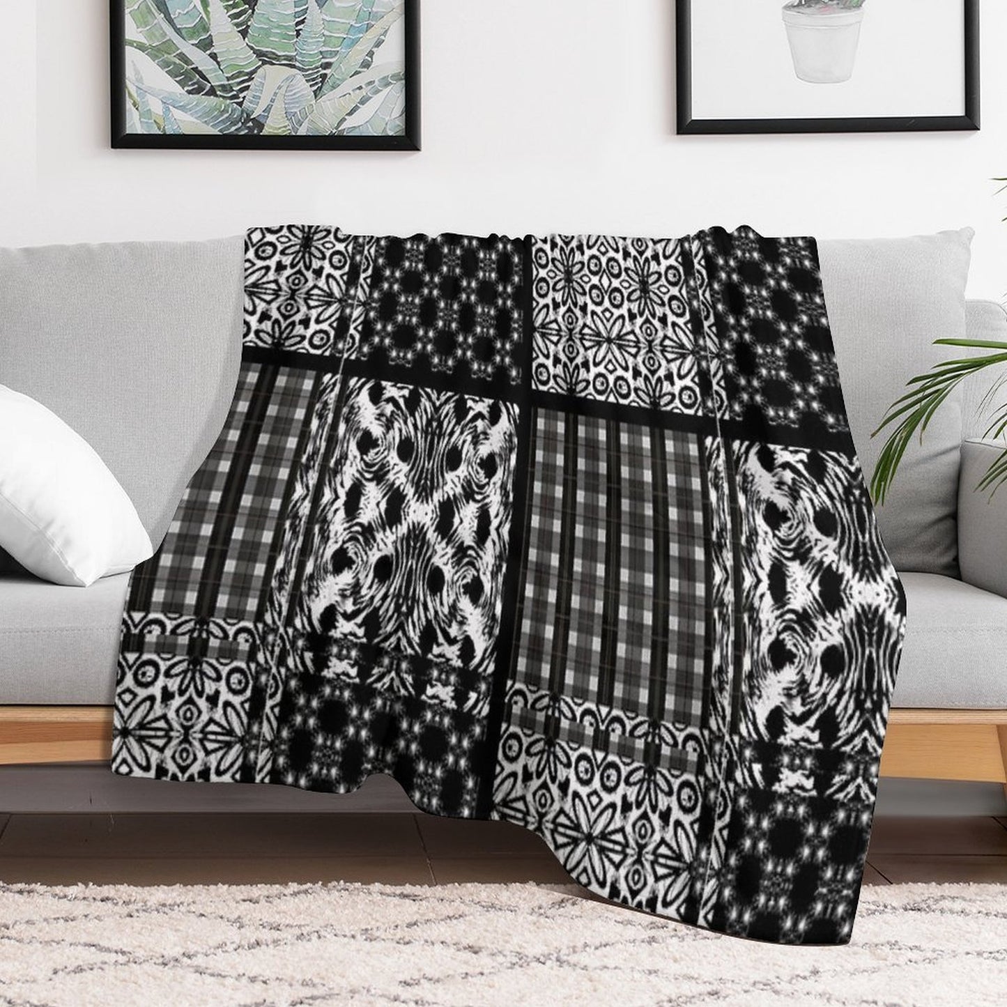 Mixed Black And White Pattern Gift-ready Throw Blanket