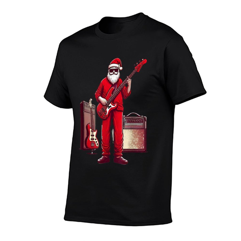 Santa Playing Guitar Bass Christmas Pajama Musician Bassist  Lightweight T-Shirt